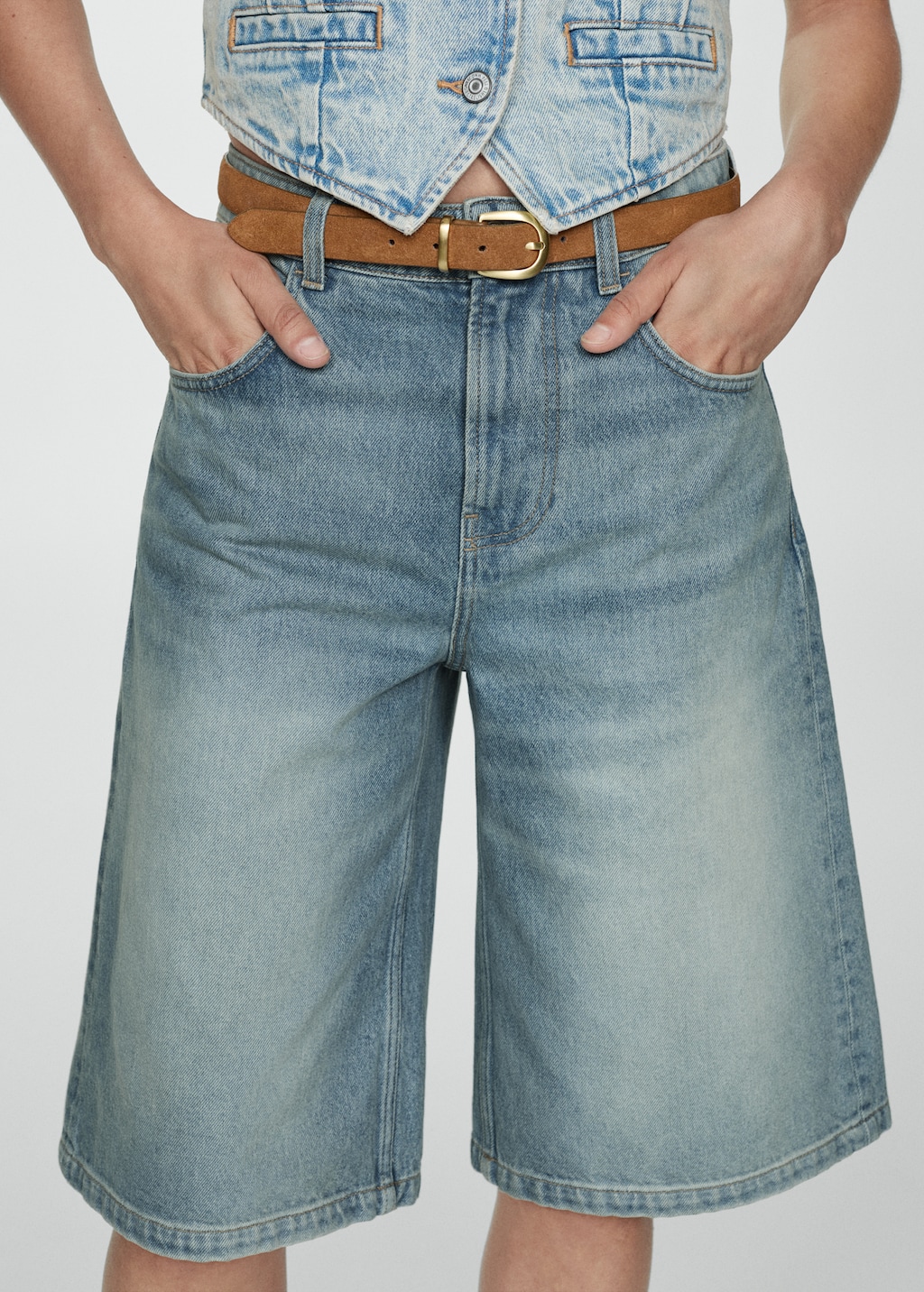 Mango Loose-Fit-Jeans-Bermudashorts