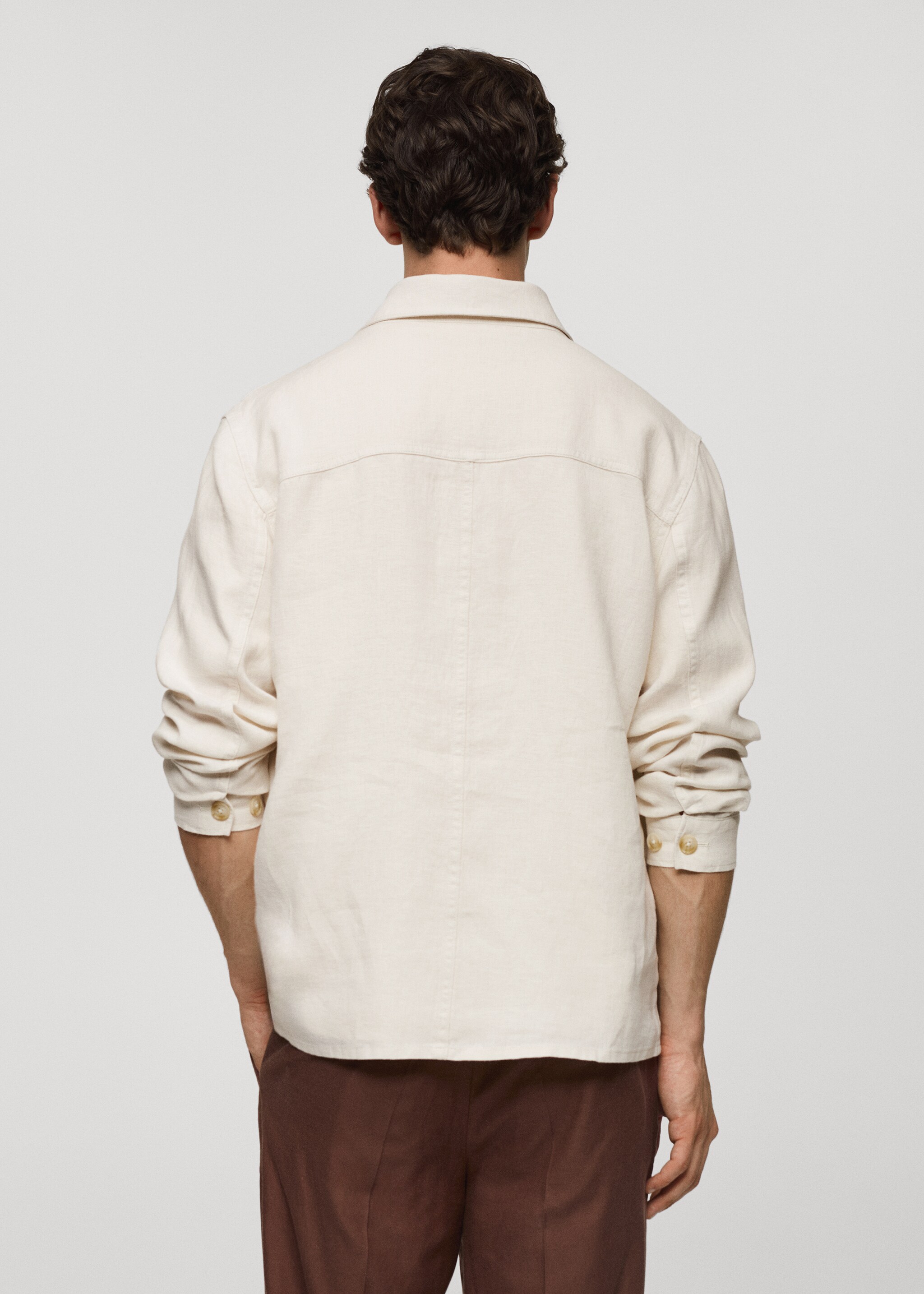Верхняя рубашка 100% лен с карманами - Обратная сторона изделия