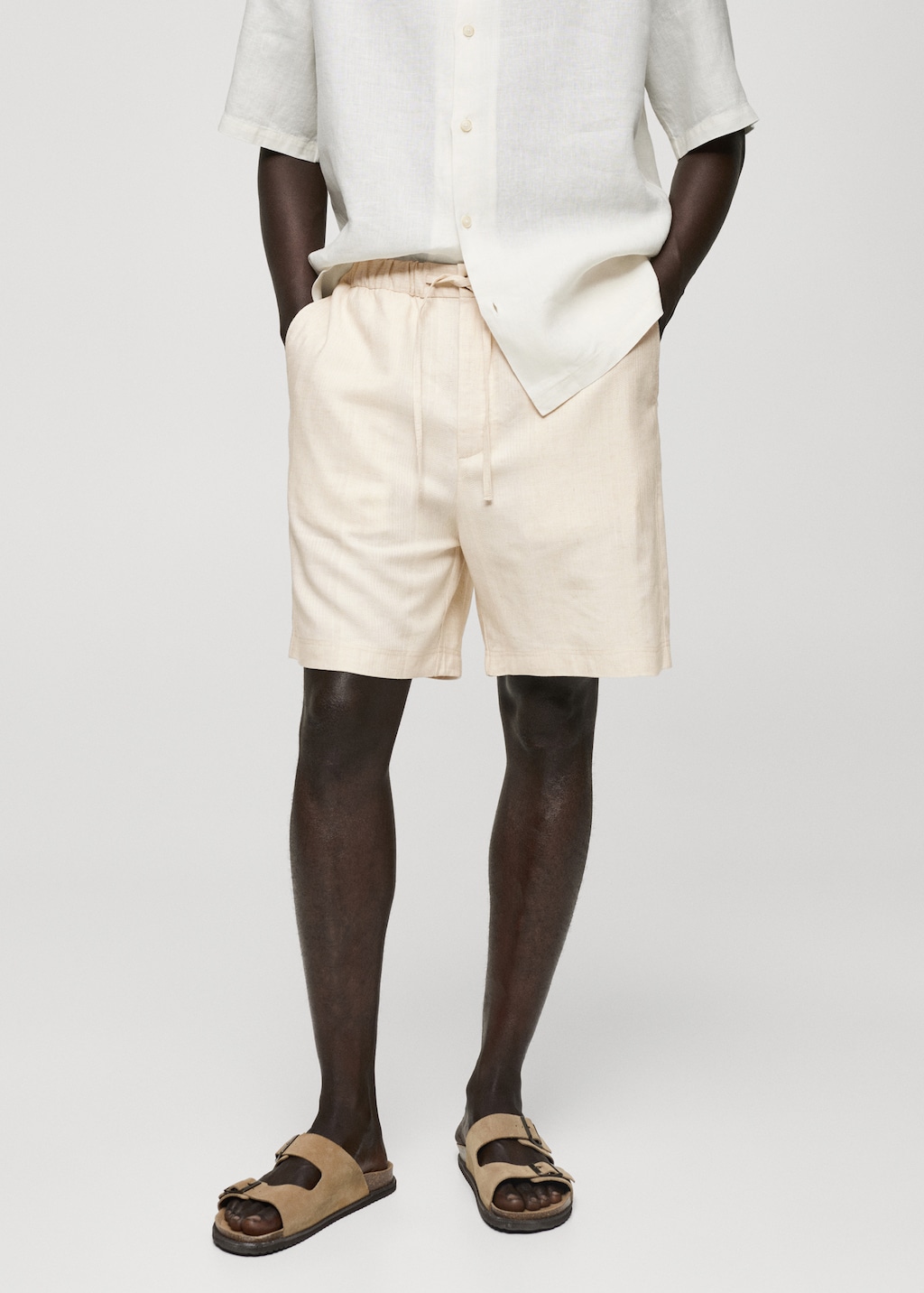 Mango Bermudashorts aus Baumwoll-Leinengemisch mit Kordelzug
