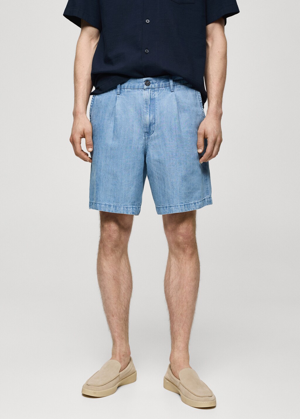 Mango Bundfalten-Bermudashorts aus Hanf mit Lyocell