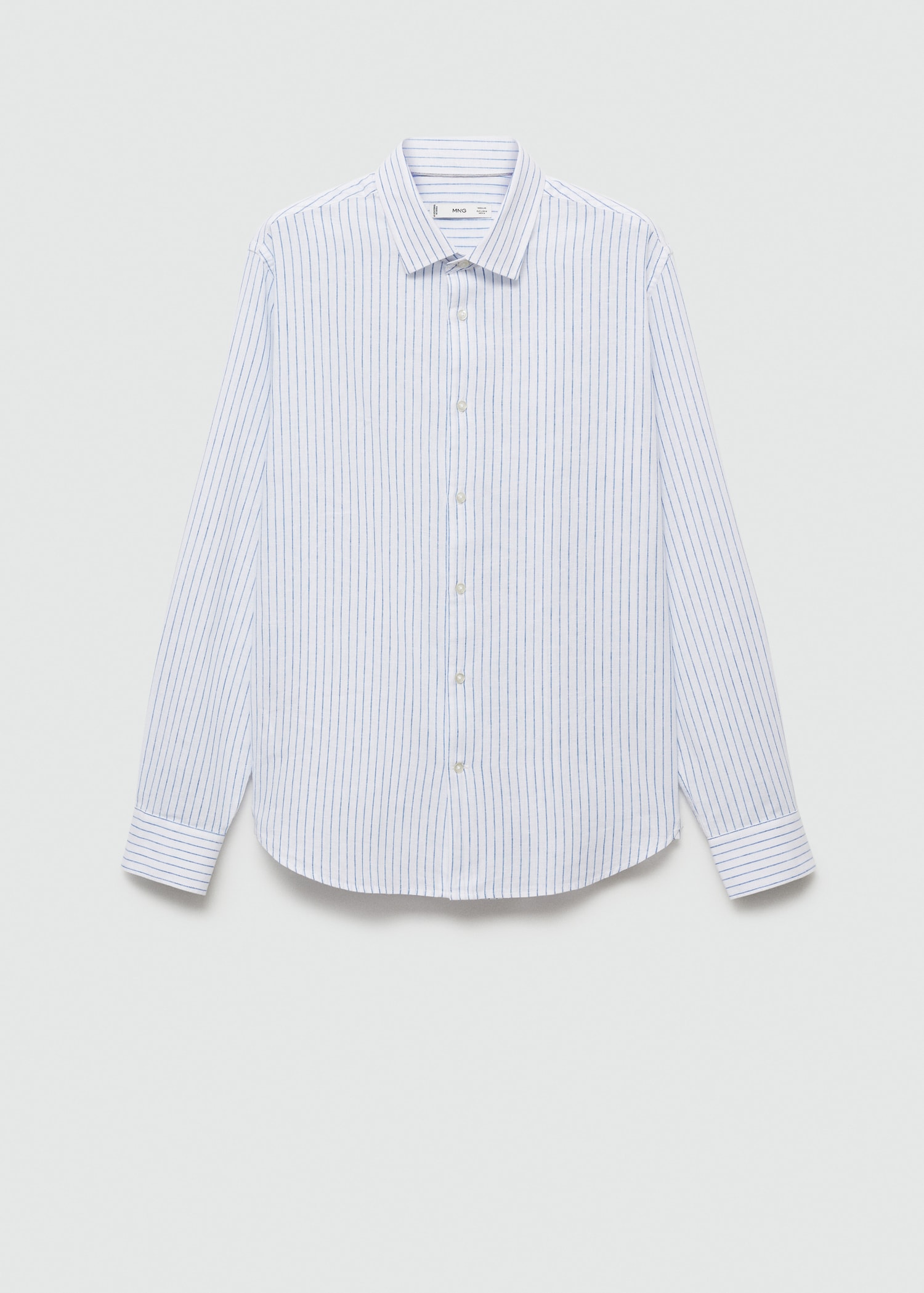 Regular-fit striped cotton-linen shirt - Article without model