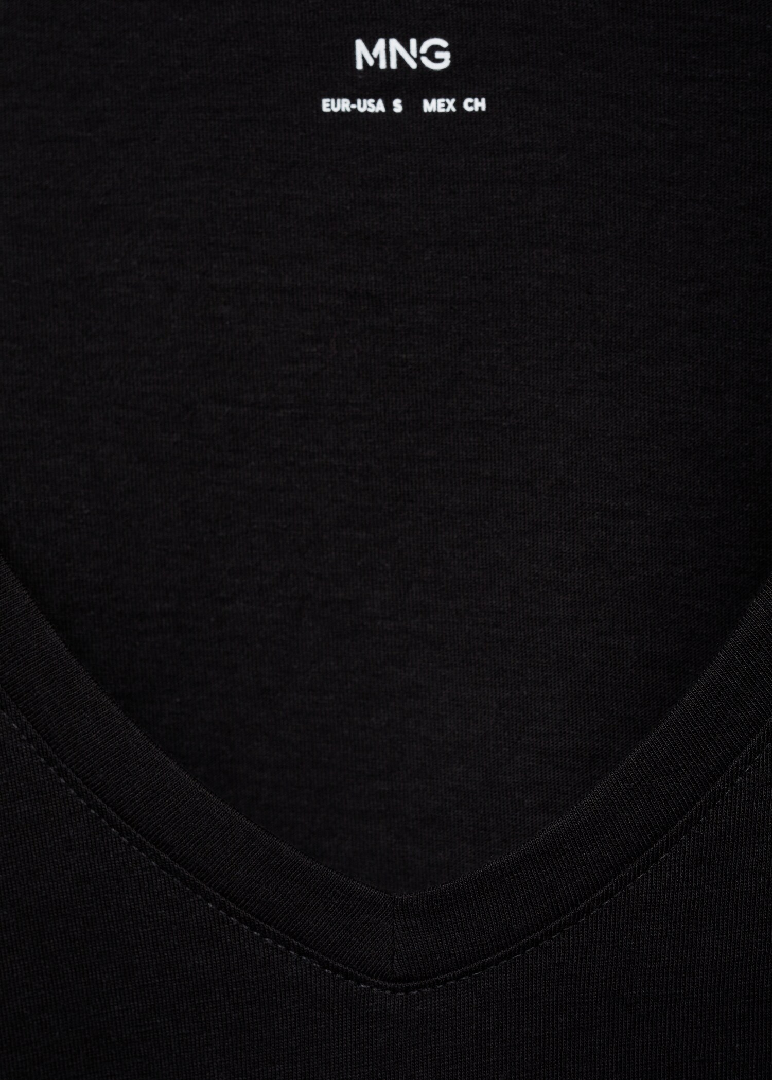 V领棉质T恤 - null