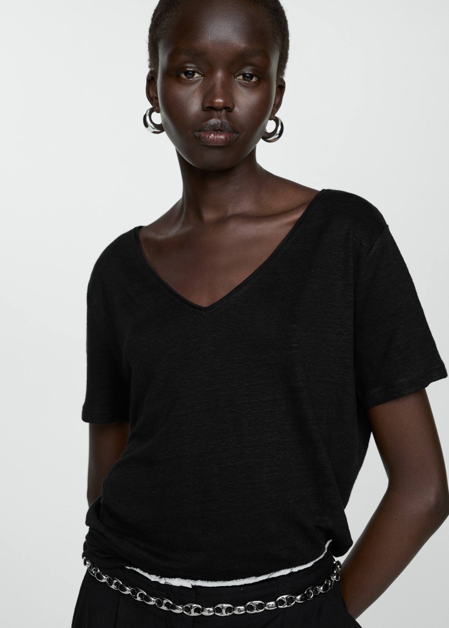 Polera Algodón Mango Poleras Mango Polera Mango Camiseta Negra