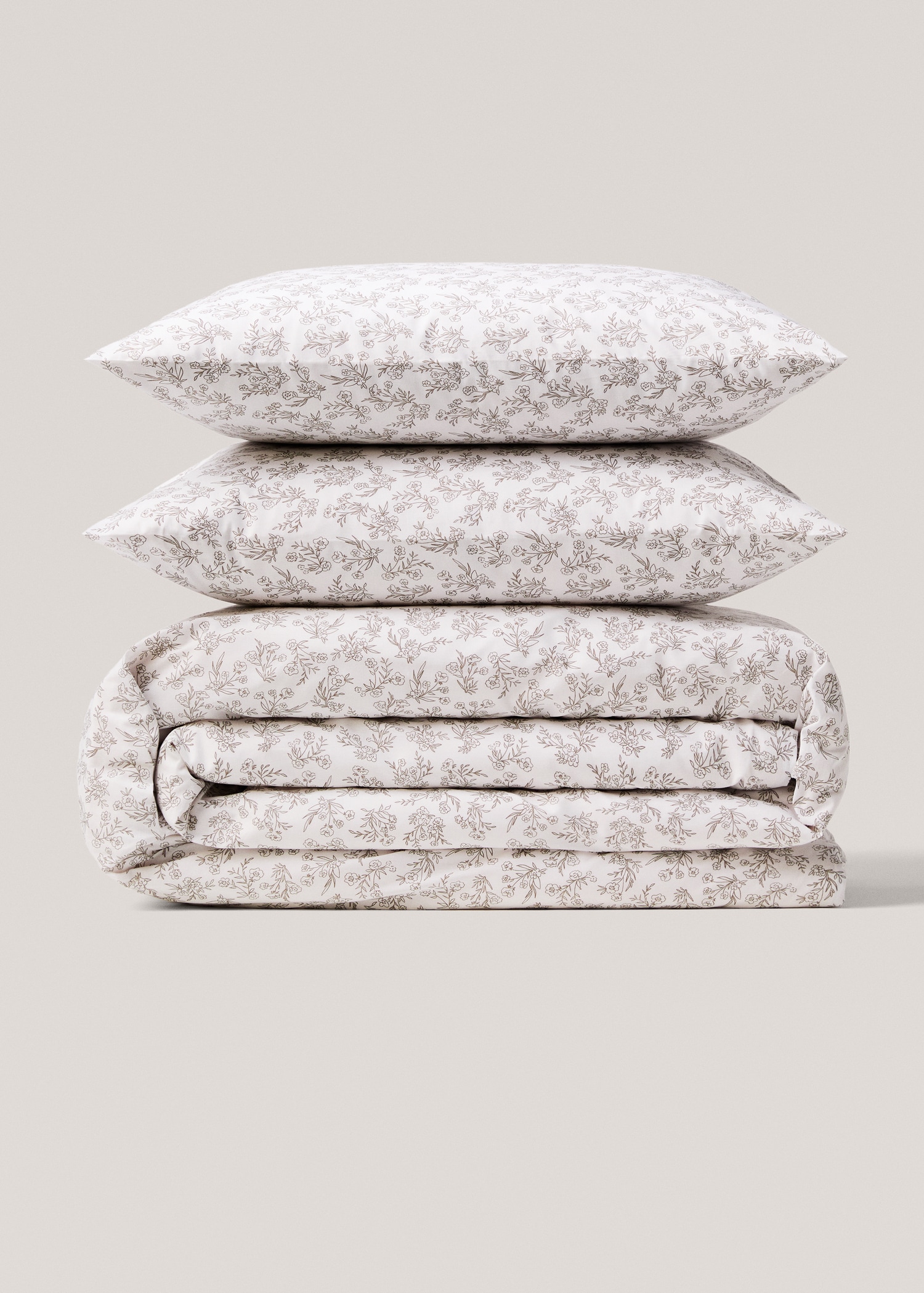 Floral-design cotton duvet cover for queen bed - Article without model
