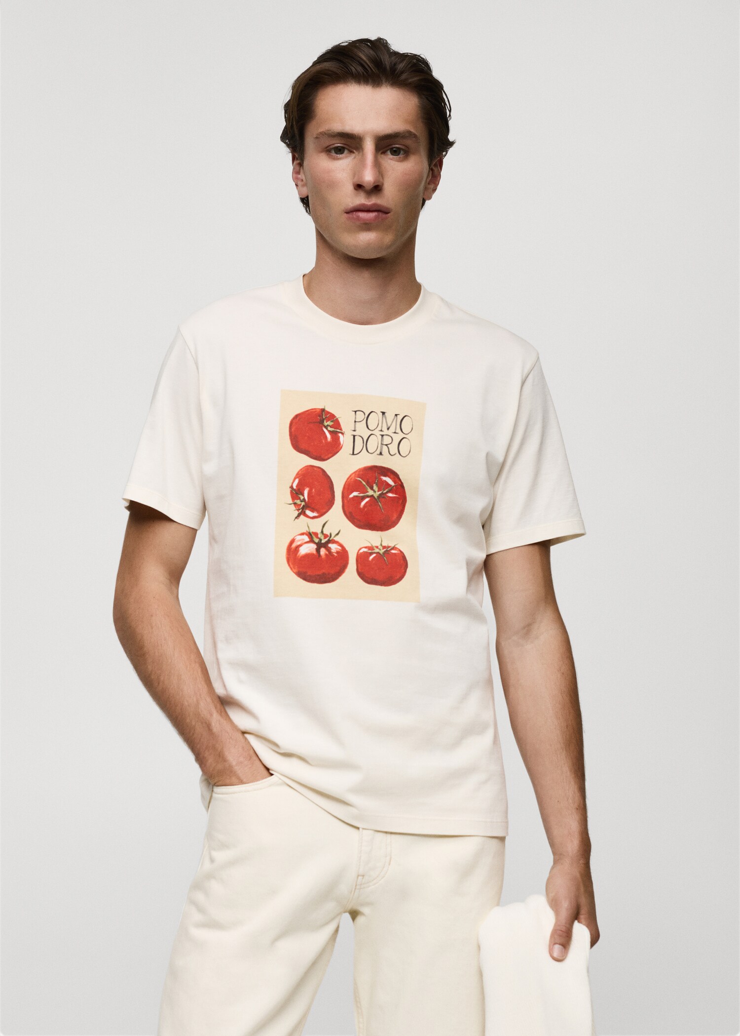 Regular fit printed cotton t-shirt - Medium plane