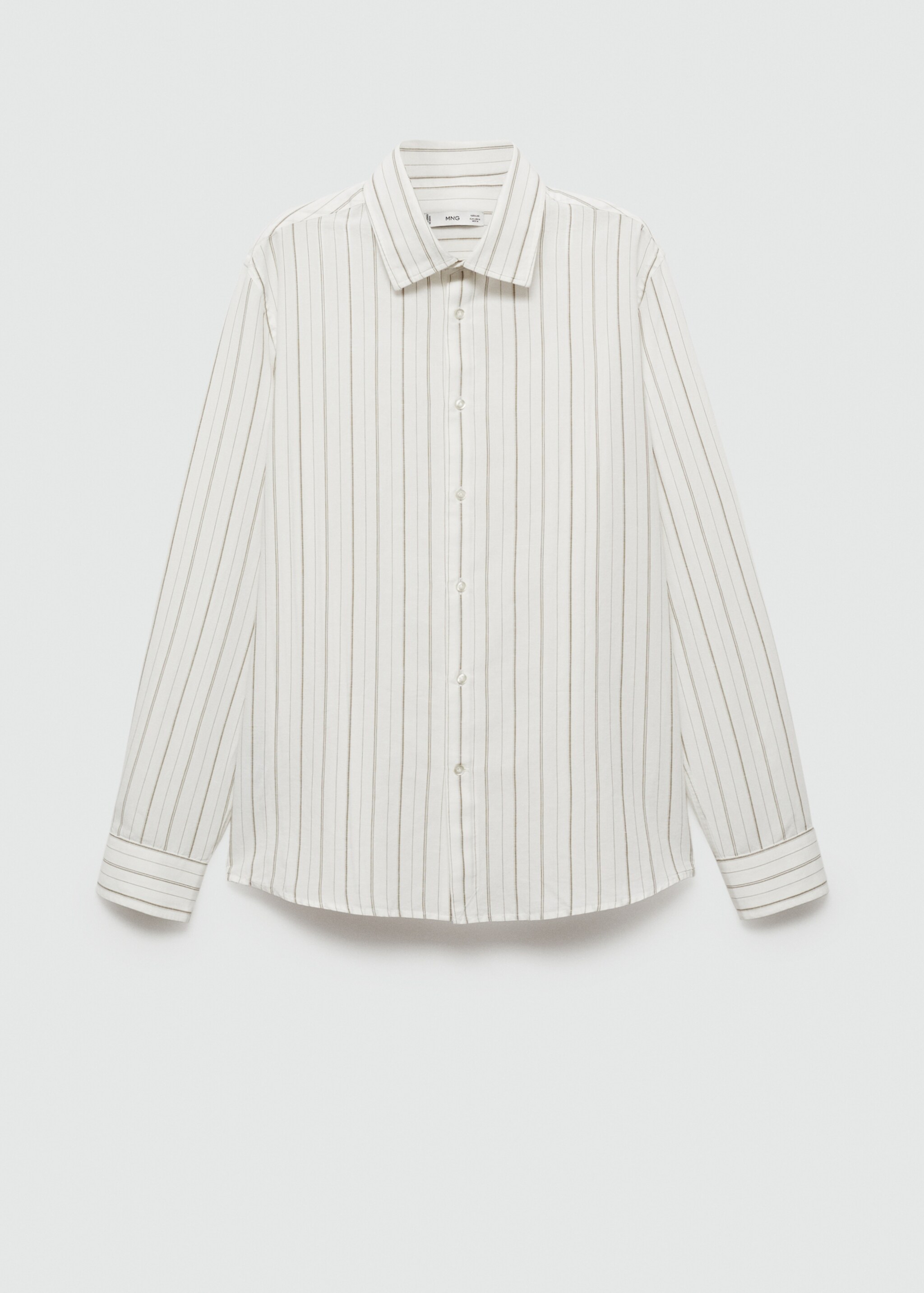 Chemise regular-fit lin coton rayures - Article sans modèle, Kaki. Ref: 77022538-00.
