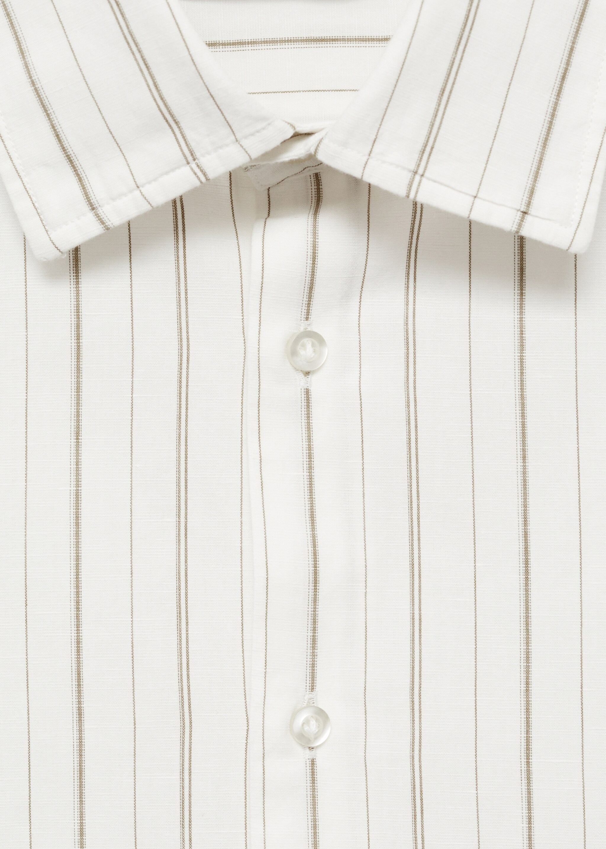 Chemise regular-fit lin coton rayures - Détail de l'article 8, Kaki. Ref: 77022538-00.
