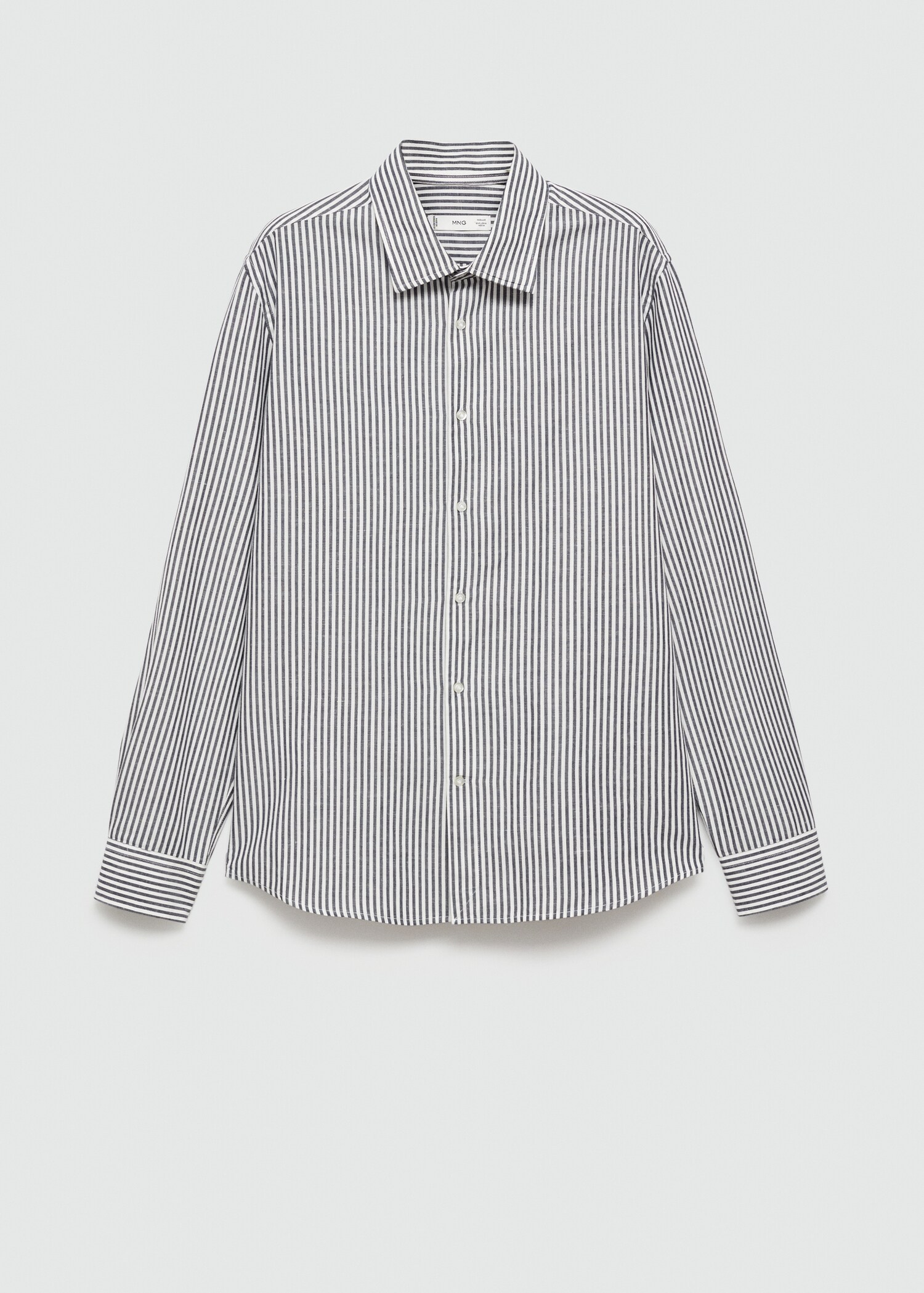 Regular-fit striped cotton-linen shirt - Article without model