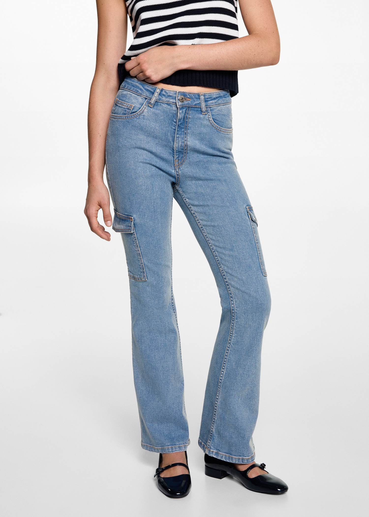 Flared cargo jeans - Medium plane