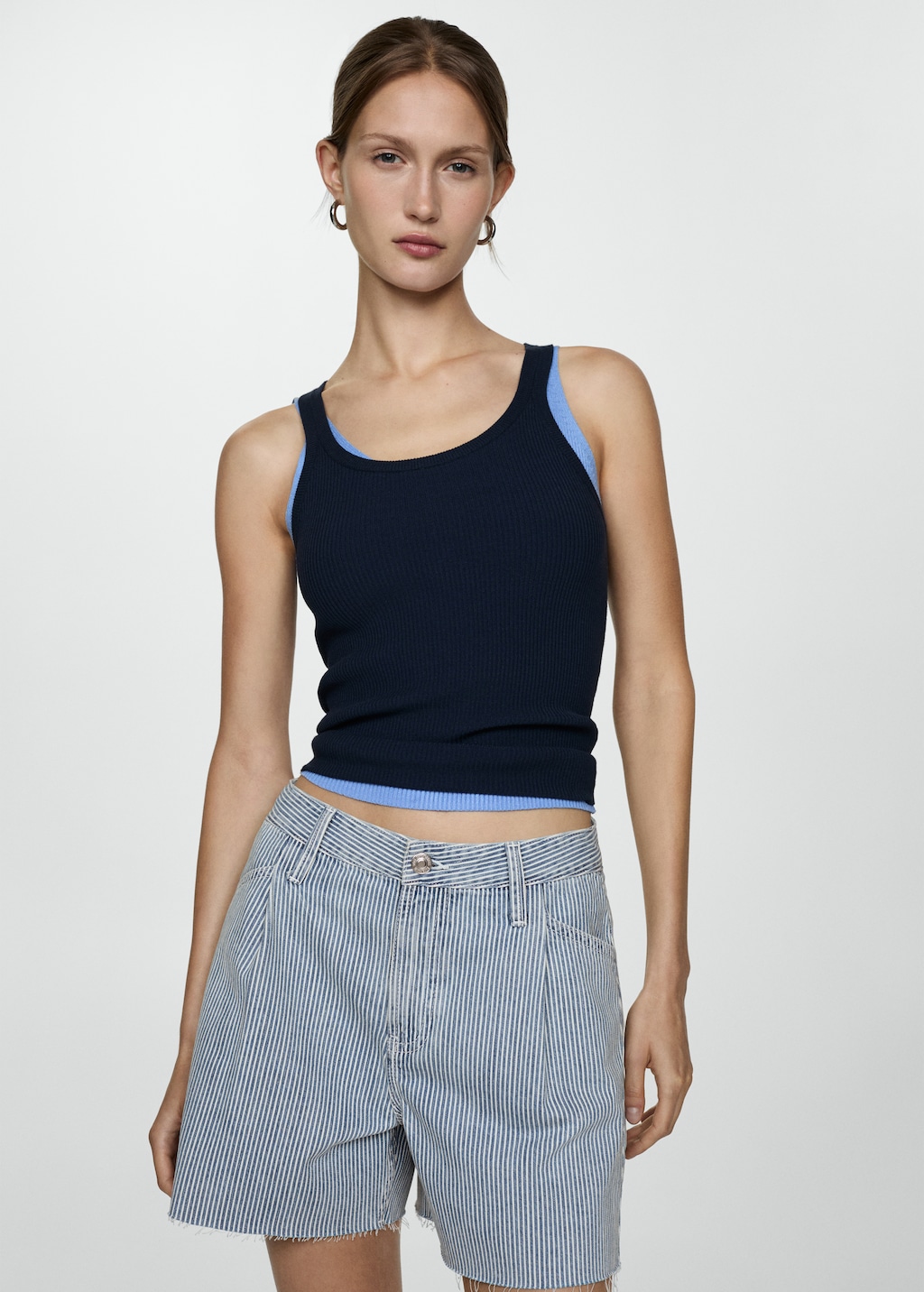 Mango Jeansshorts mit Streifenmuster