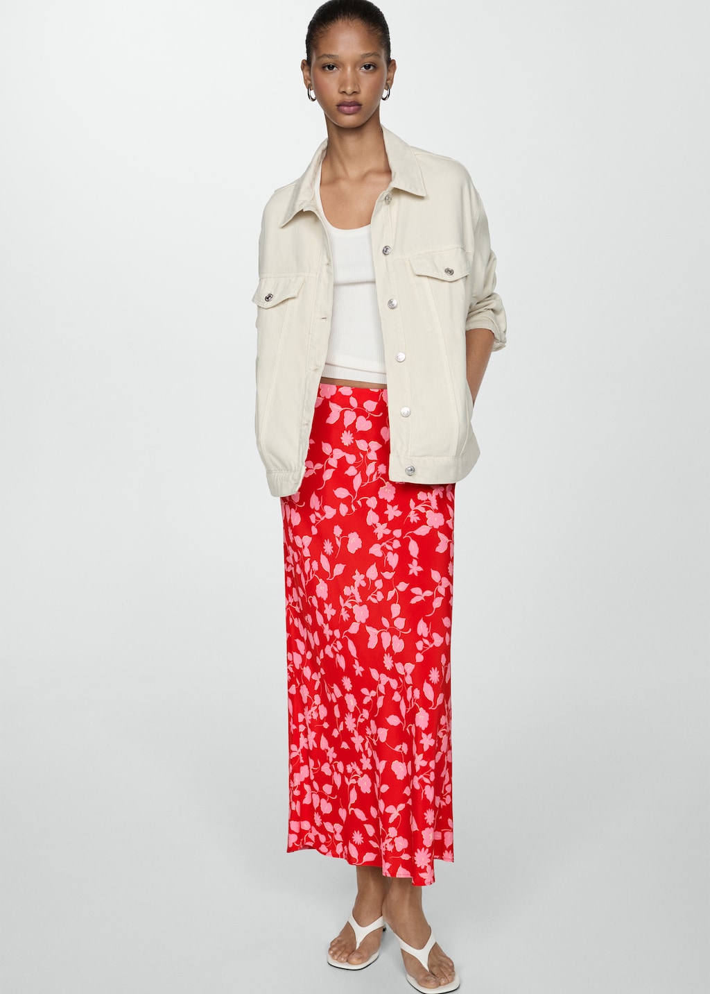 Printed long skirt with shirt online