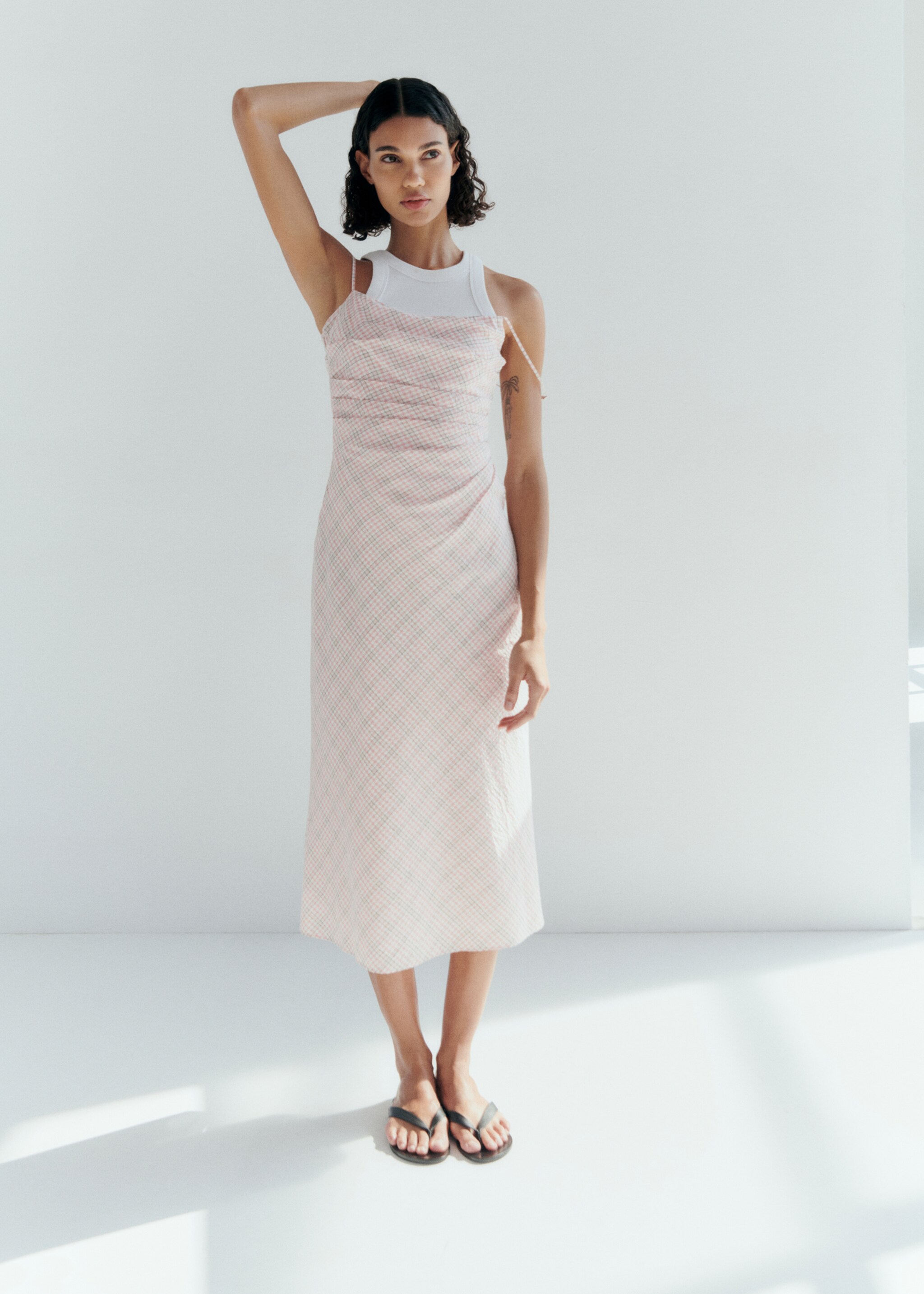 Check-print midi-dress - Details of the article 6