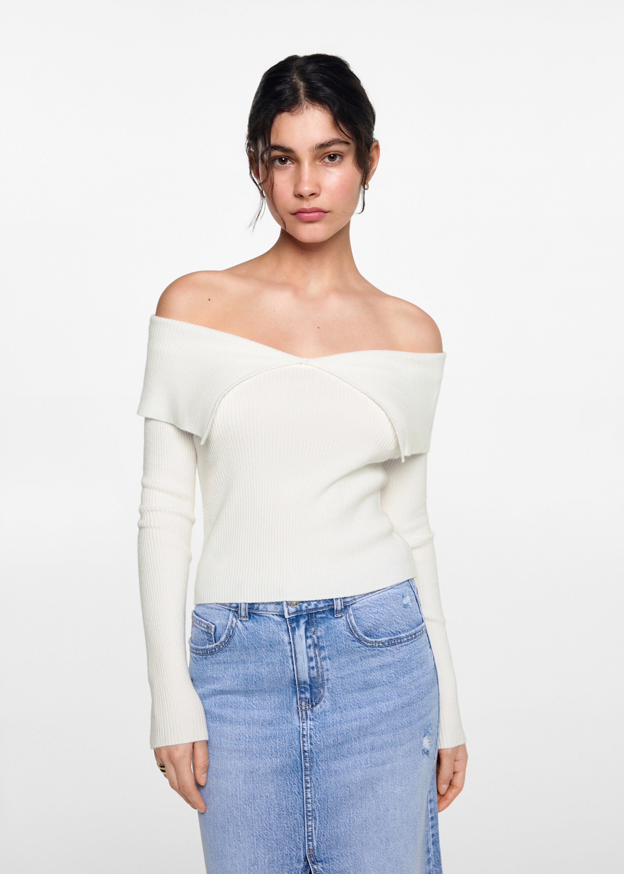 Off-the-shoulder knitted sweater - Medium plane