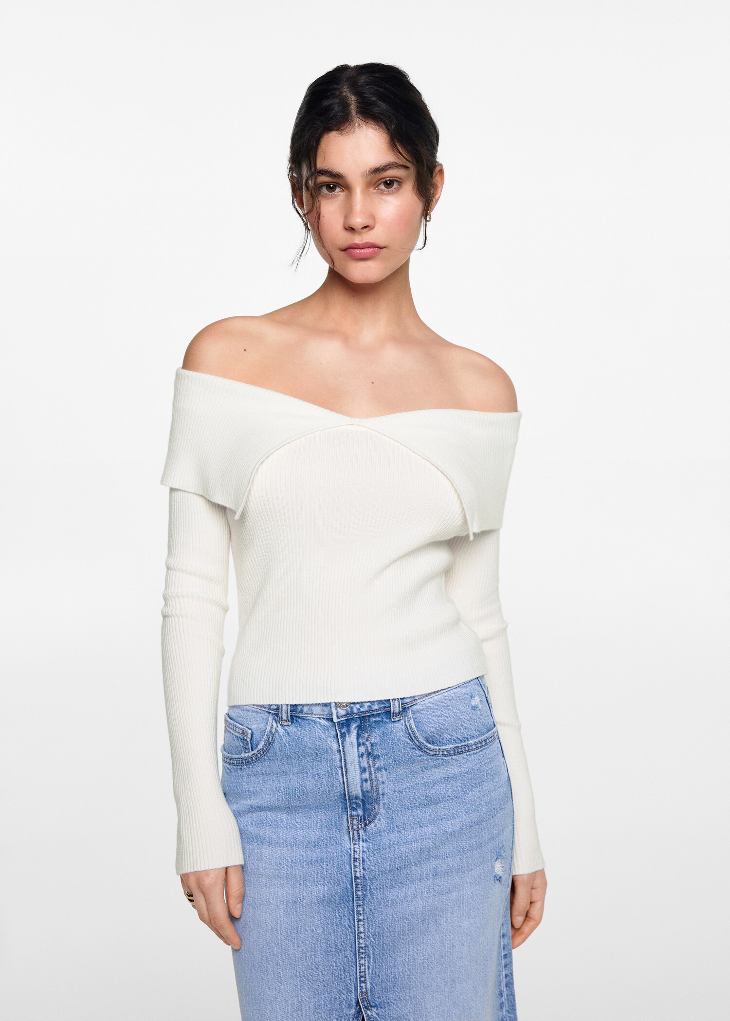 Off-the-shoulder knitted sweater - Medium plane