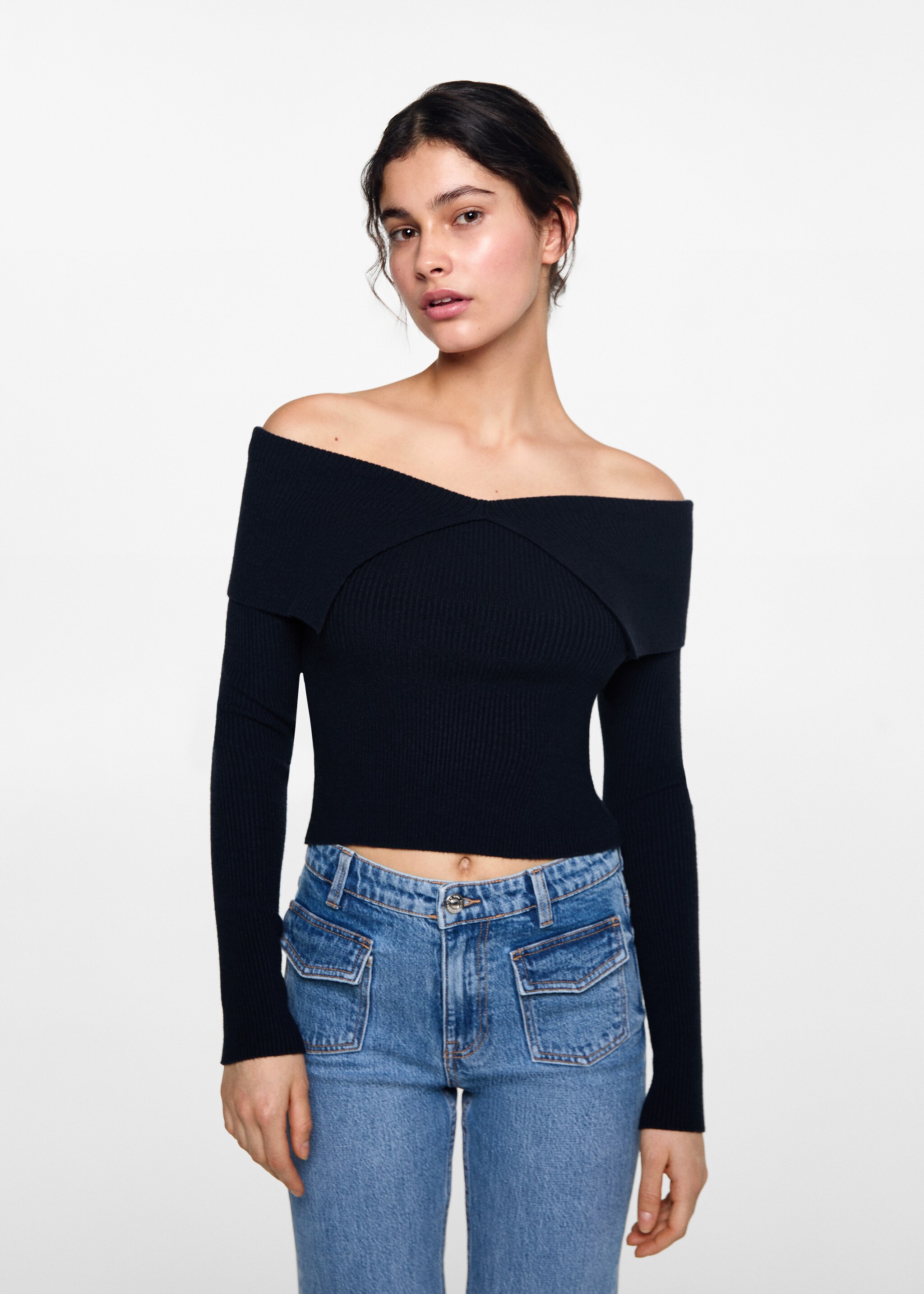 Off-the-shoulder knitted sweater - Medium plane
