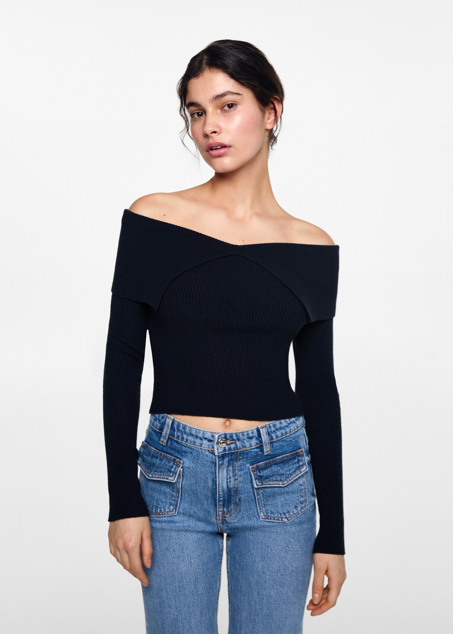 Off-the-shoulder knitted sweater - Medium plane