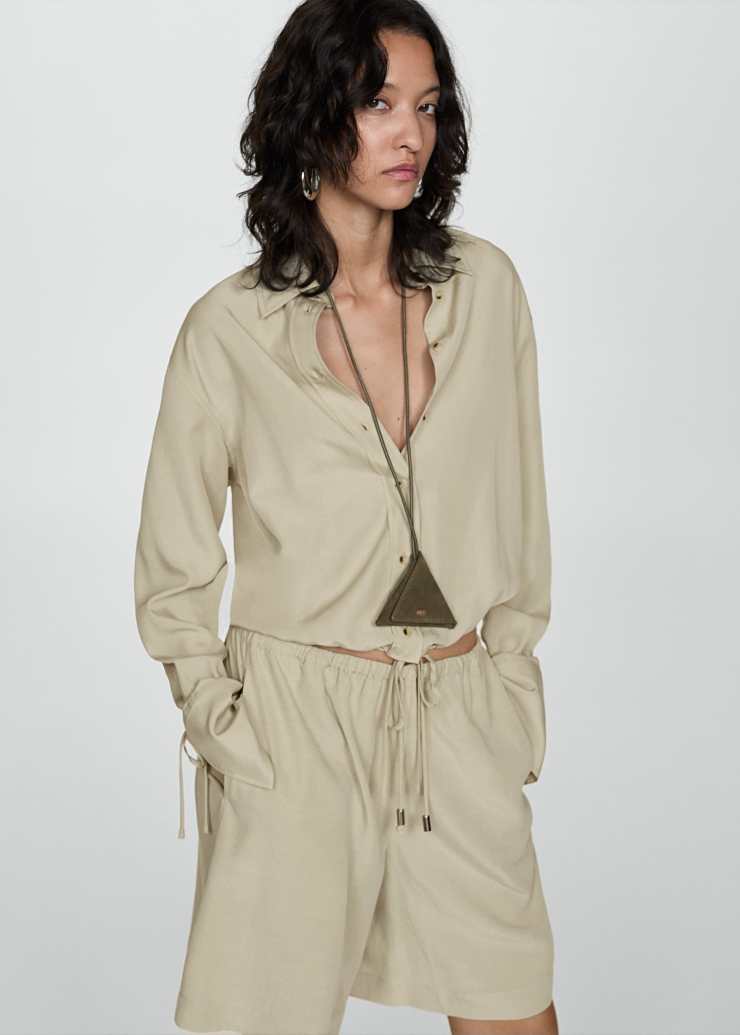 Wideleg lyocell bermuda shorts - Medium plane