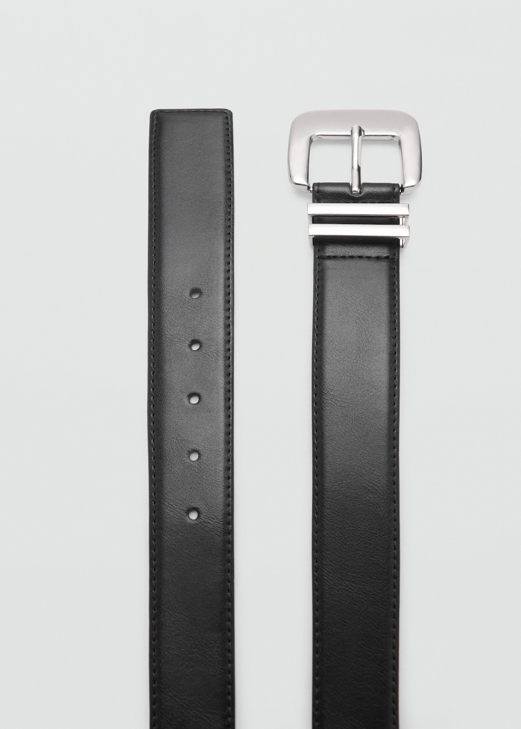 MANGO Square buckle belt Black L Woman