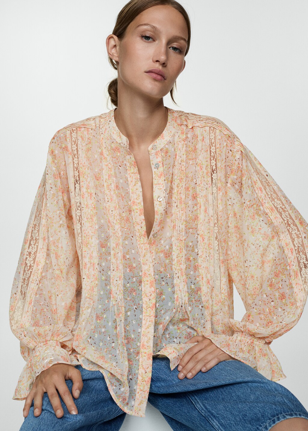 Camisa floral mango sale