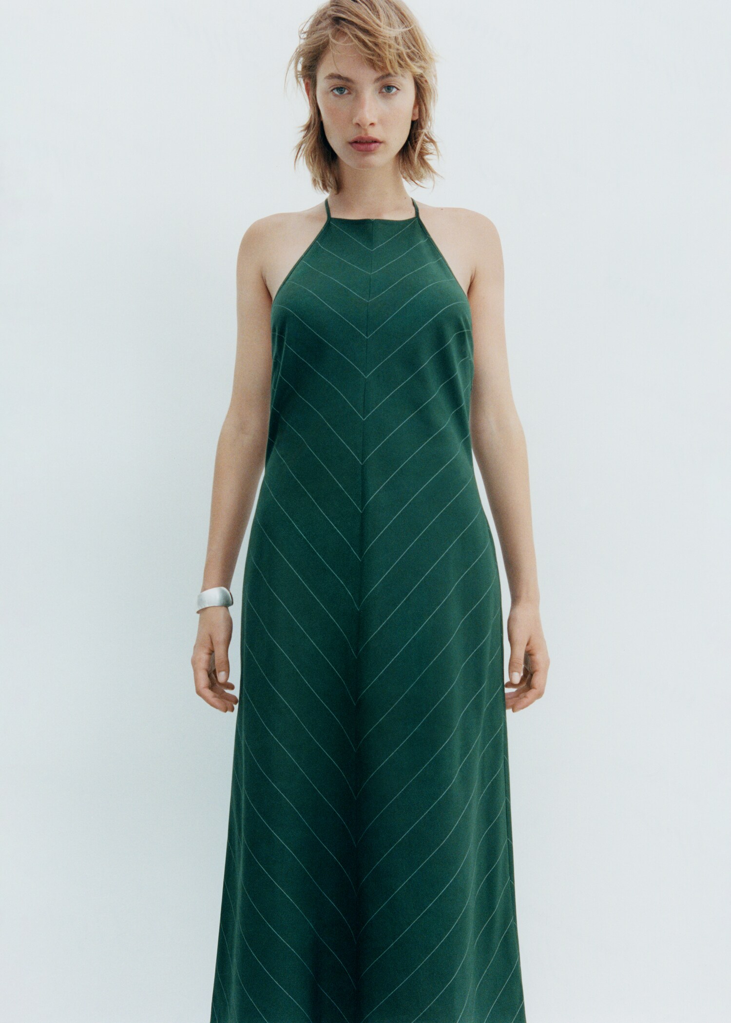 Pinstripe halter-neck dress - Details of the article 7