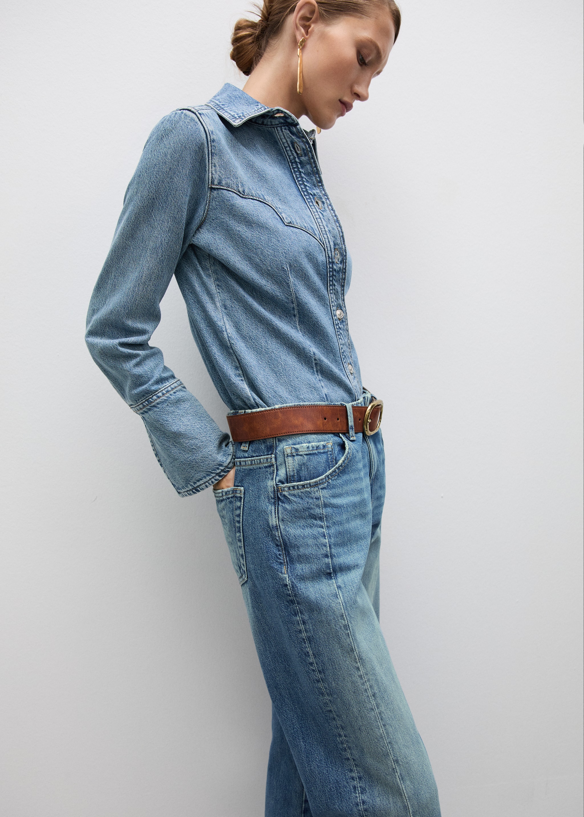 Denim shirt with seams