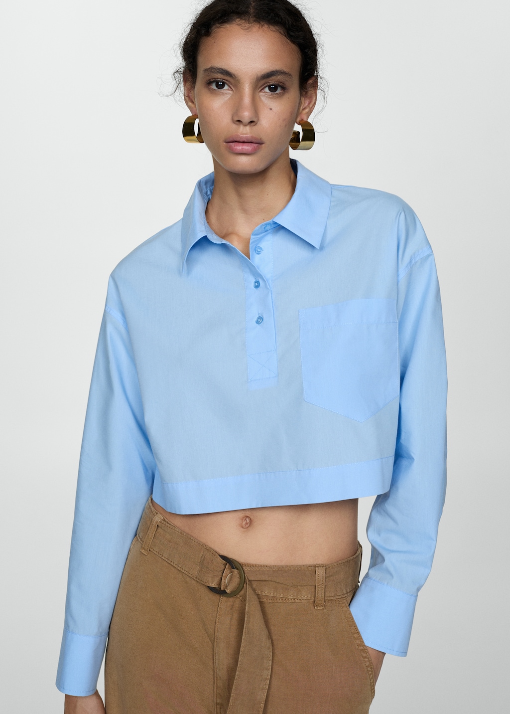 Cropped polo neck shirt Women MANGO United Kingdom