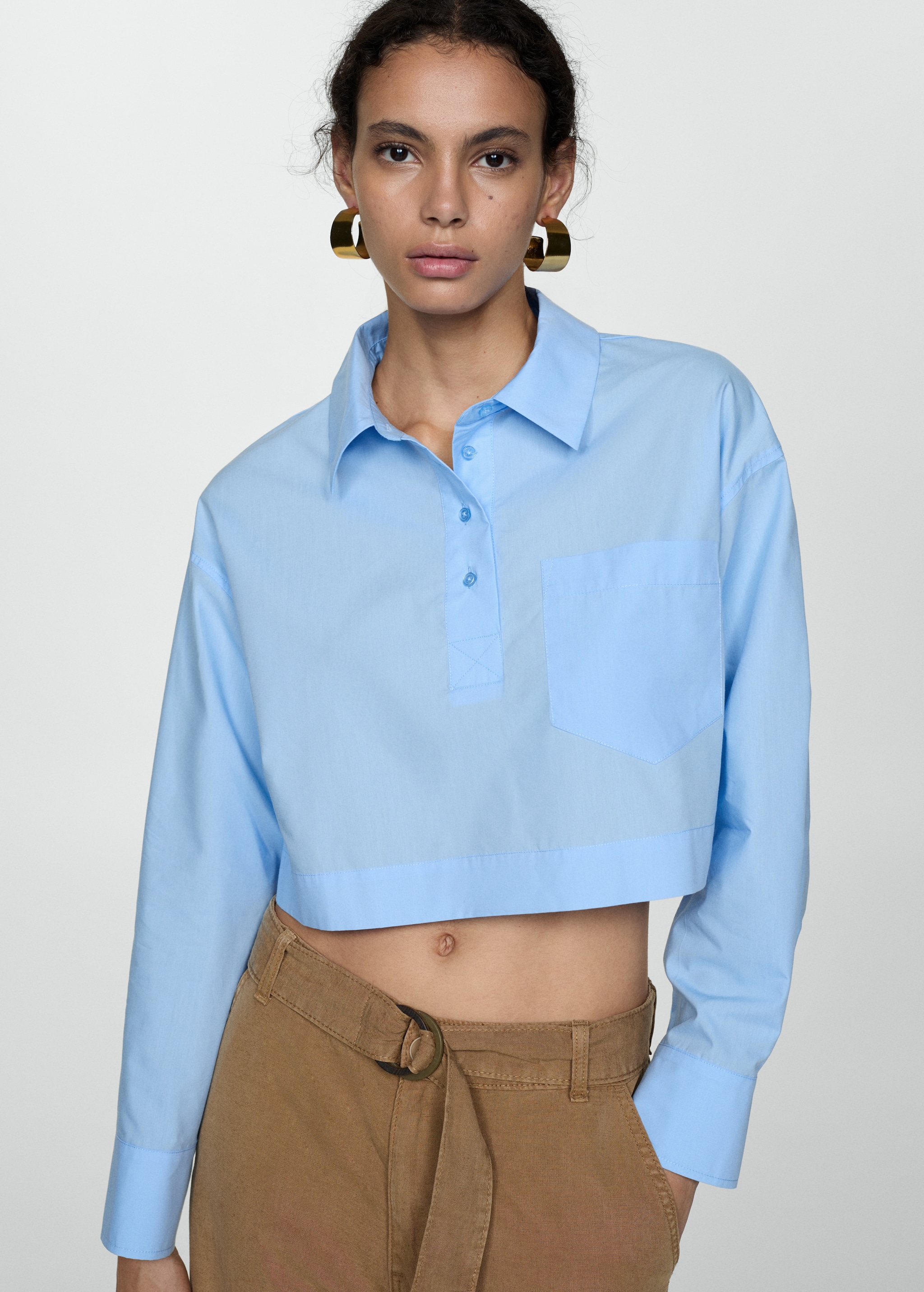 Crop Top Camisas Y Tops Mango Top Denim Botones Mujer MANGO España