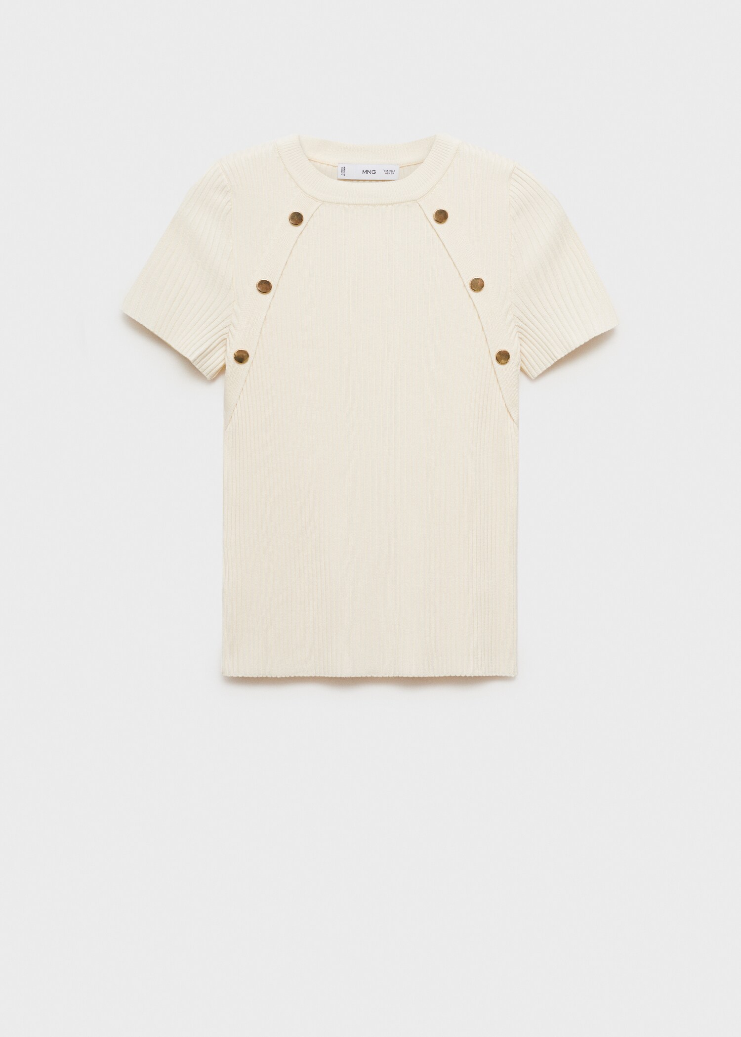 Short-sleeved ribbed sweater with buttons - Article without model