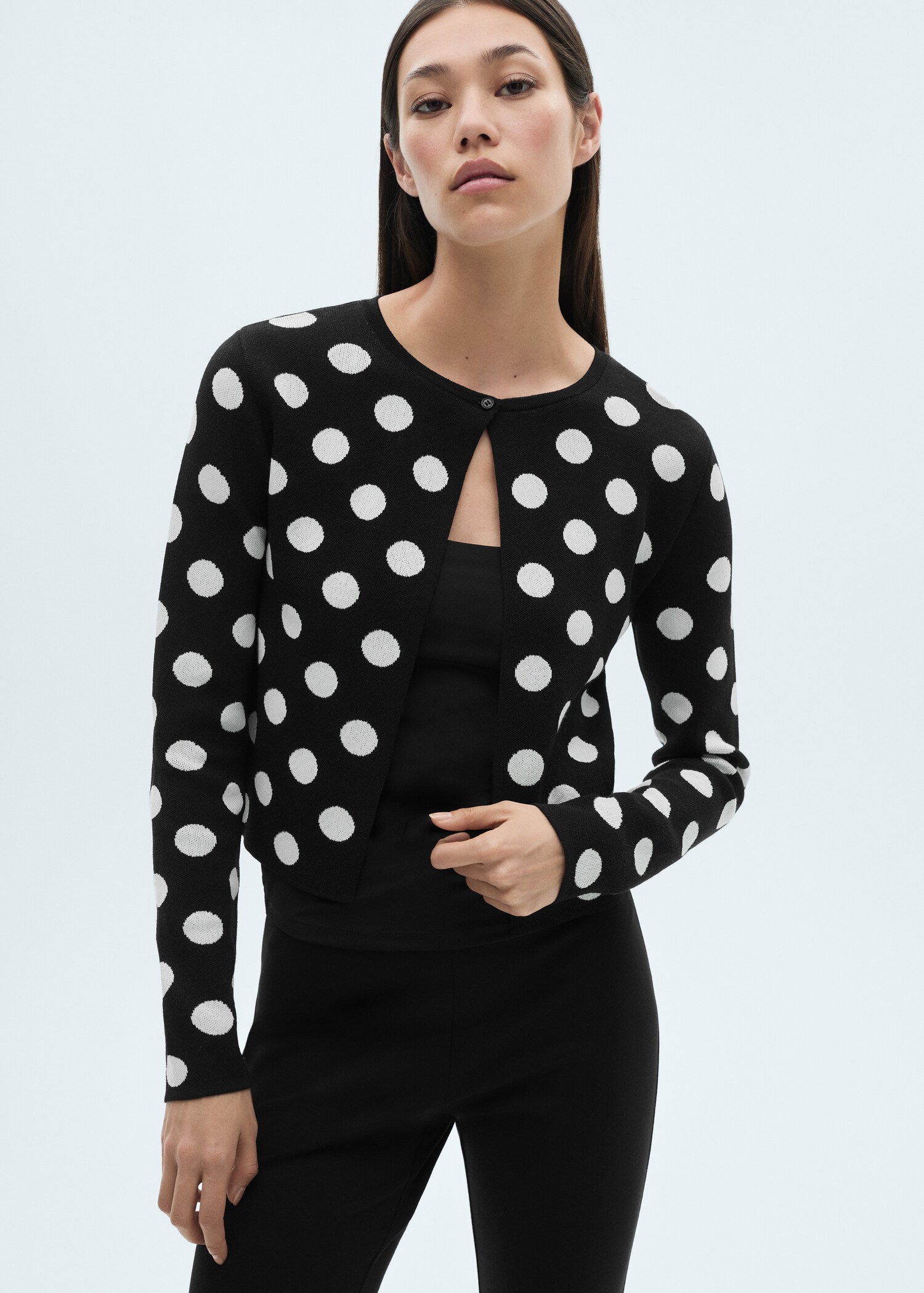 Polka-dot knitted cardigan - Details of the article 1