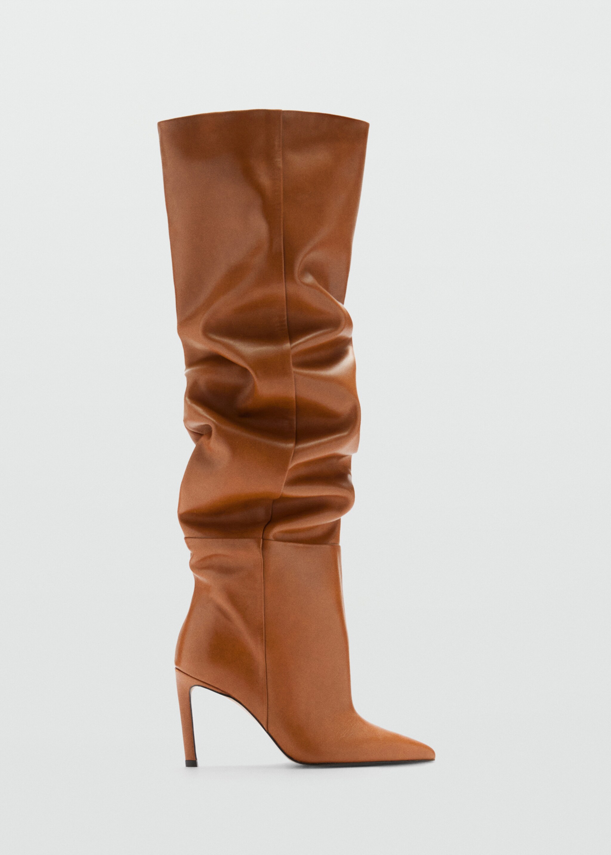 Knee-high leather boots with ruched detail - Article without model