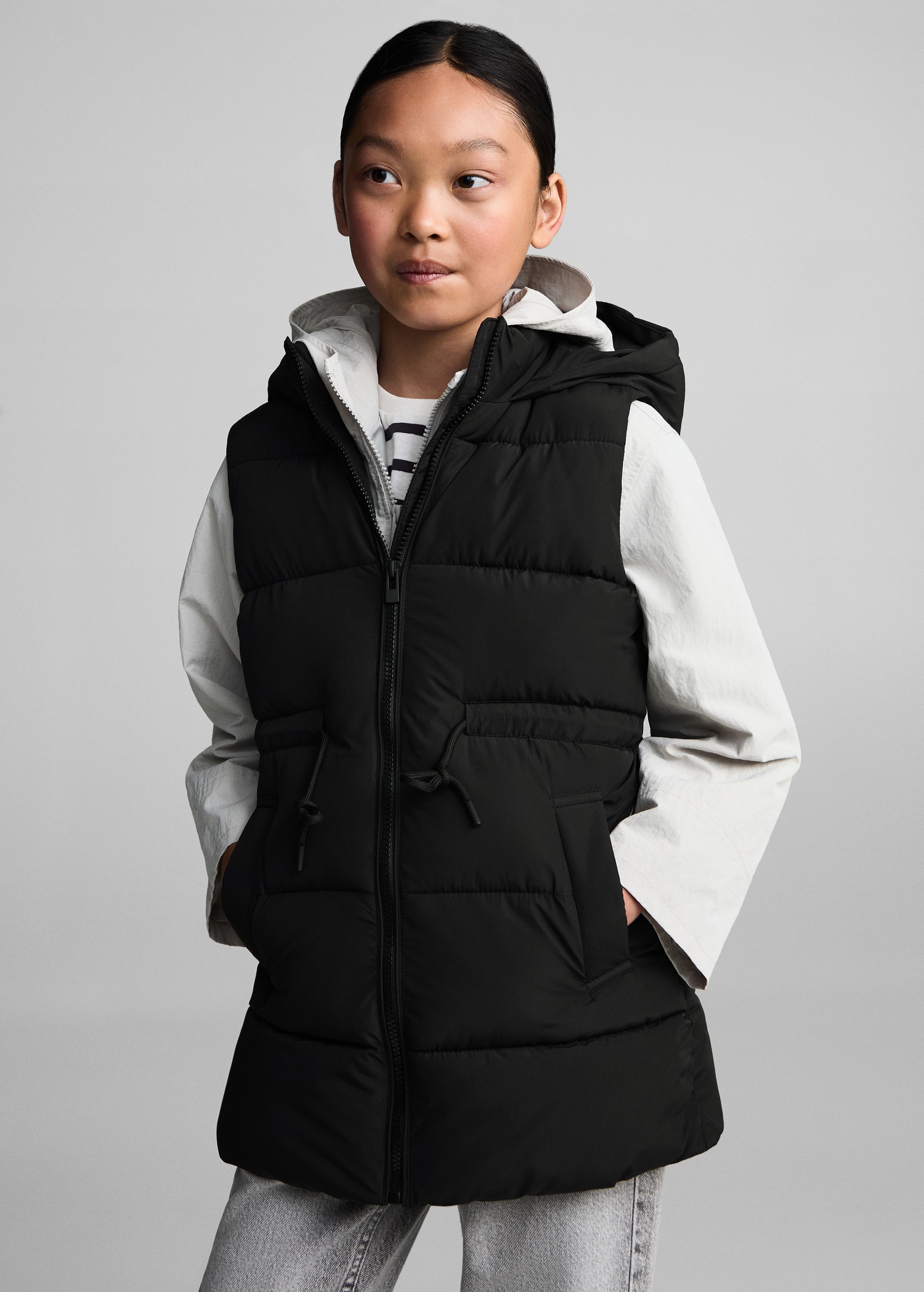 Long quilted gilet - Medium plane