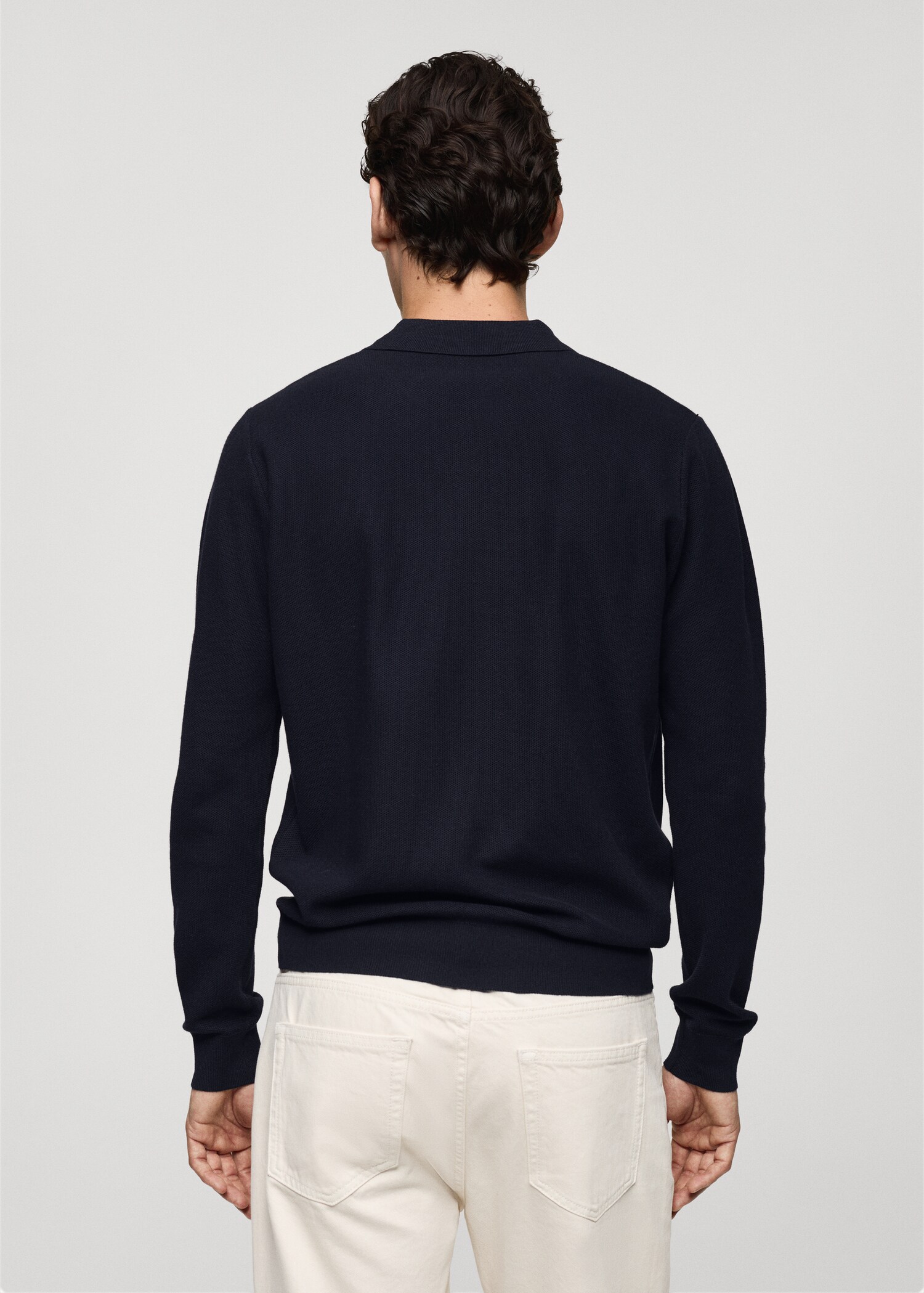 Structured knitted polo sweater  - Reverse of the article