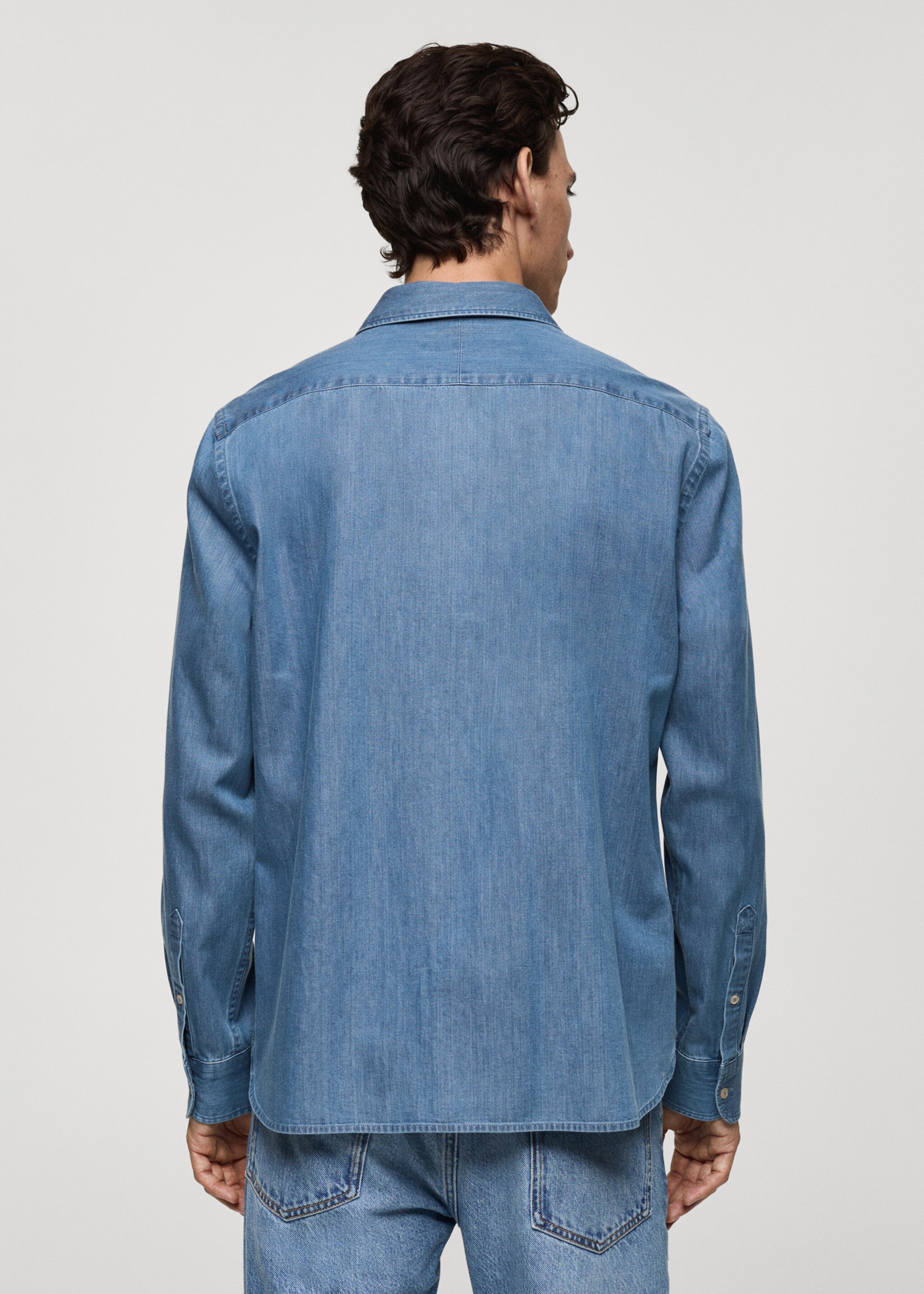 Denim regular-fit overhemdjasje met zakken - Achterkant van het artikel