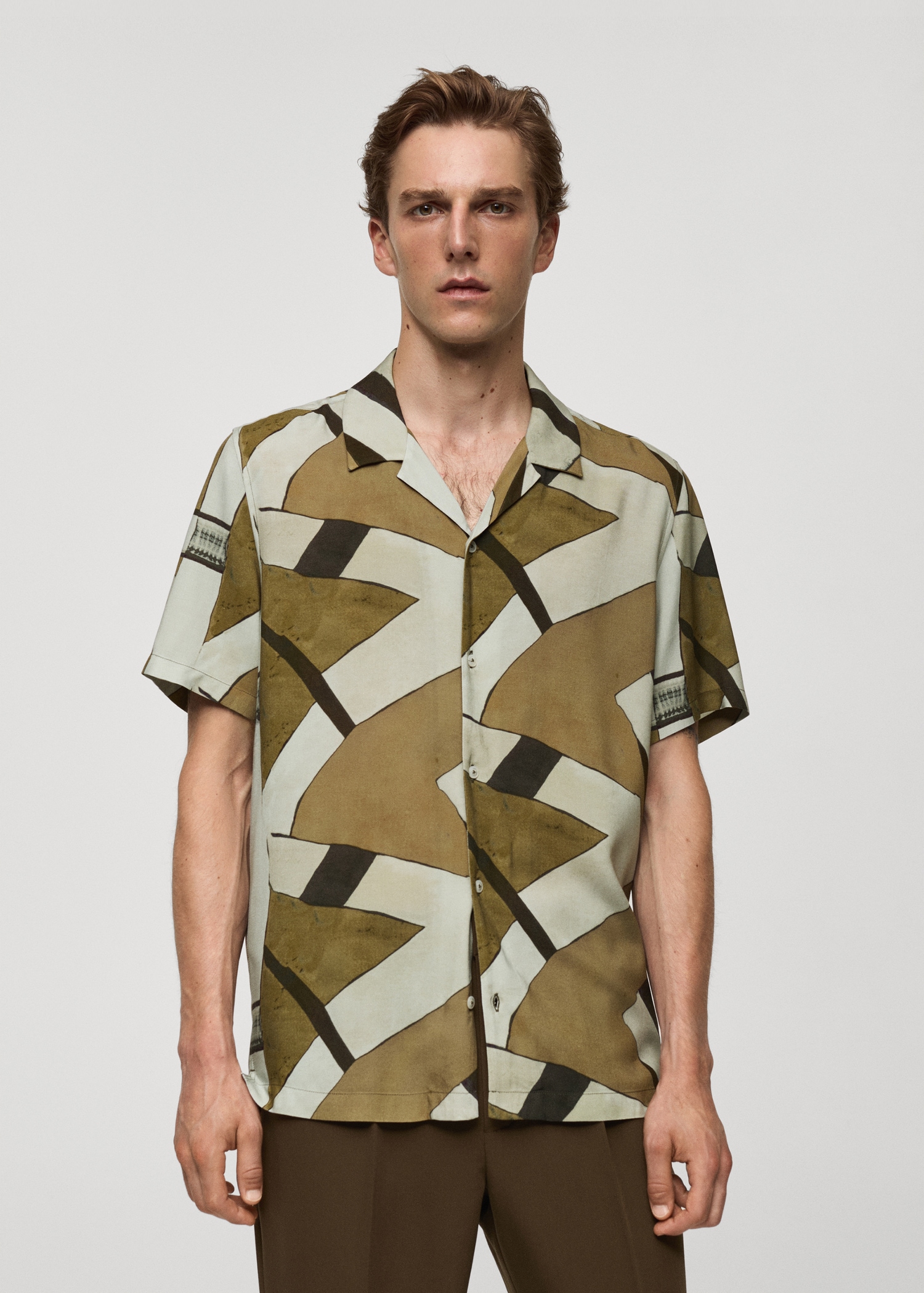Printed flowing shirt with bowling collar - Medium plane