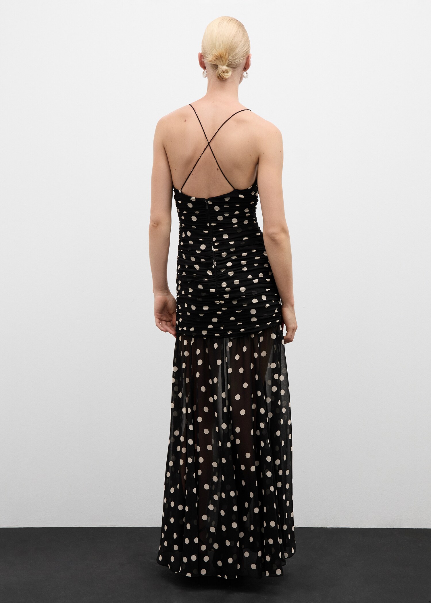 Vestido drapeado lunares - Reverso del artículo