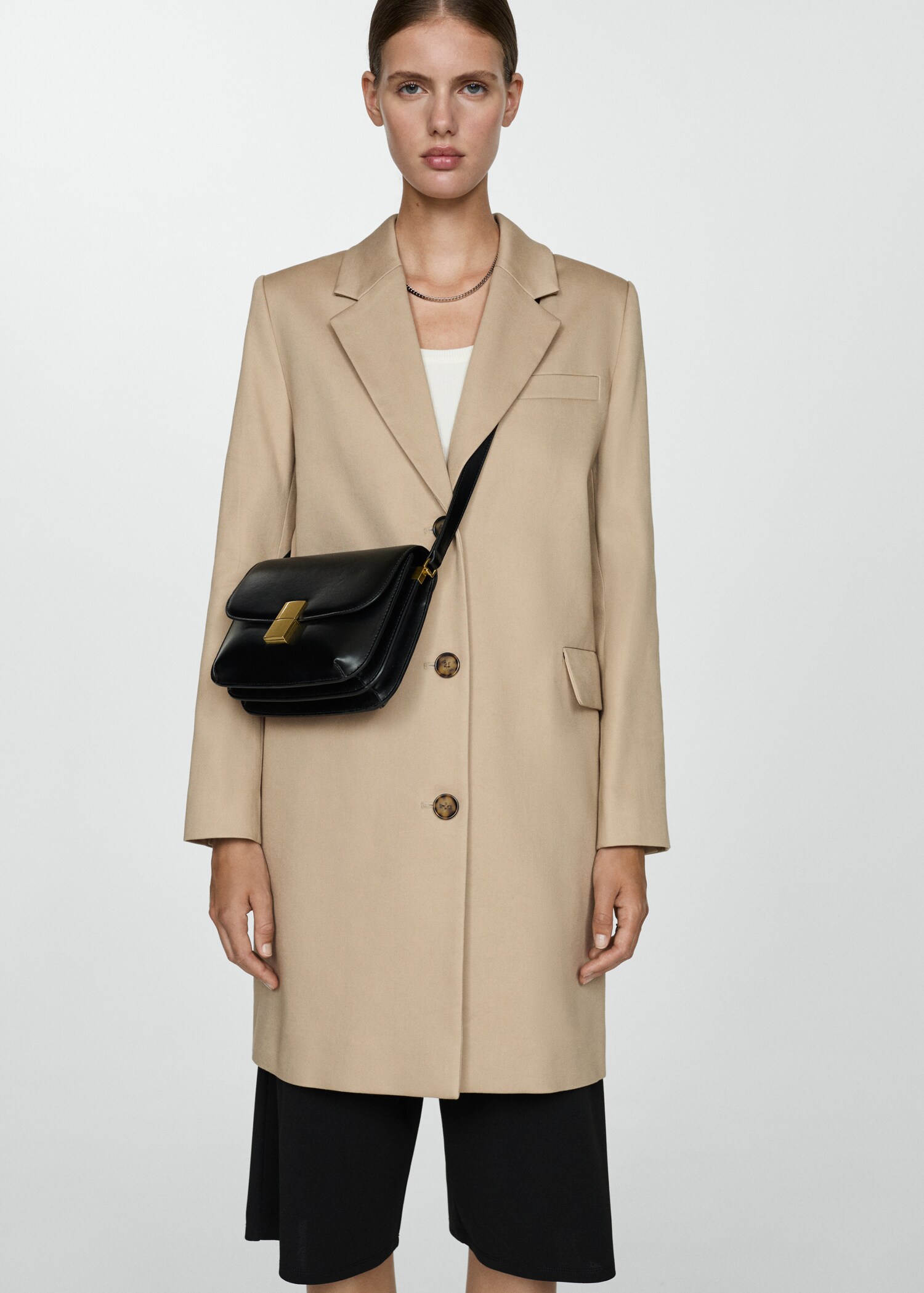 Straight cotton midi coat - Medium plane
