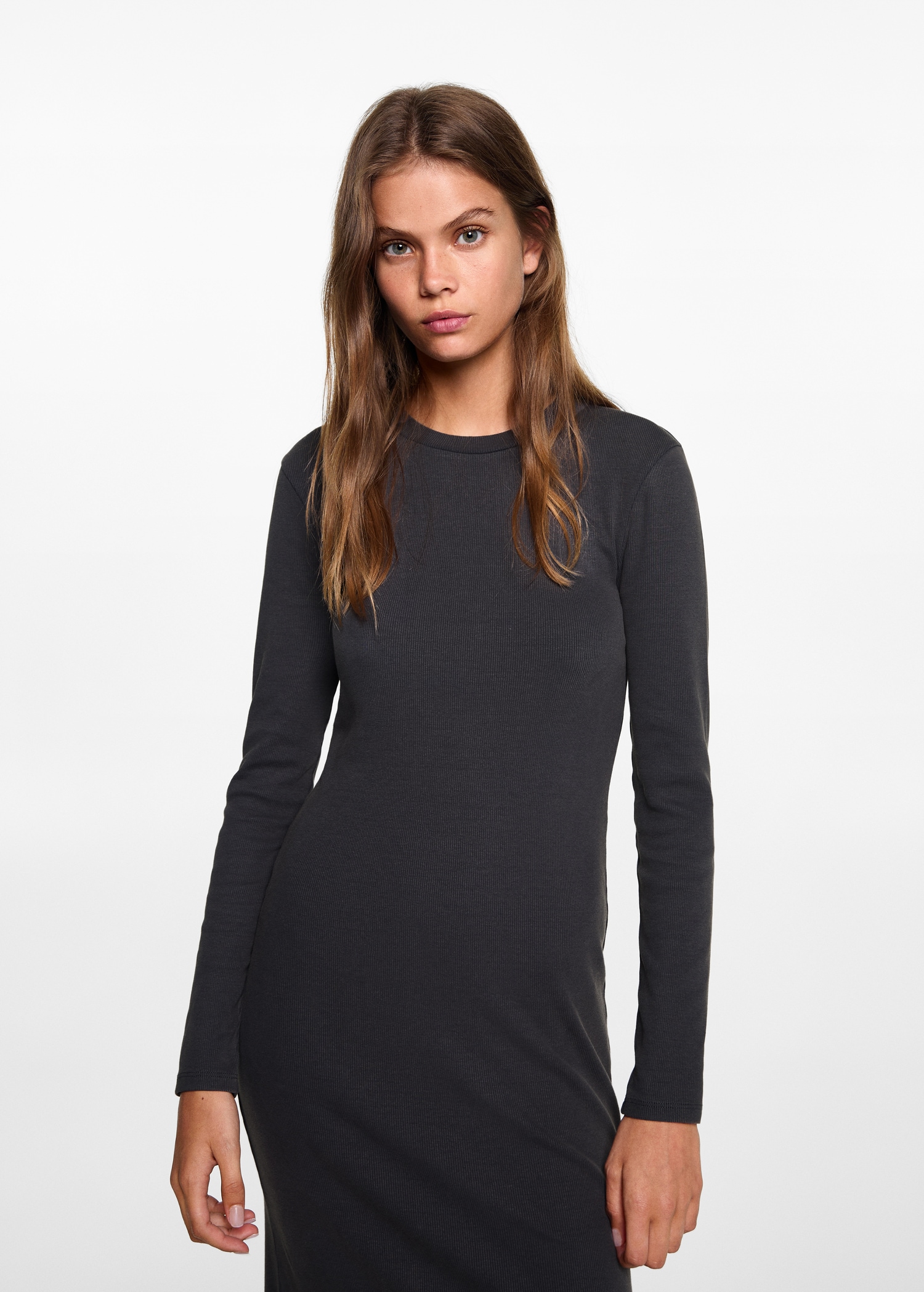 Ribbed dress with opening - Medium plane