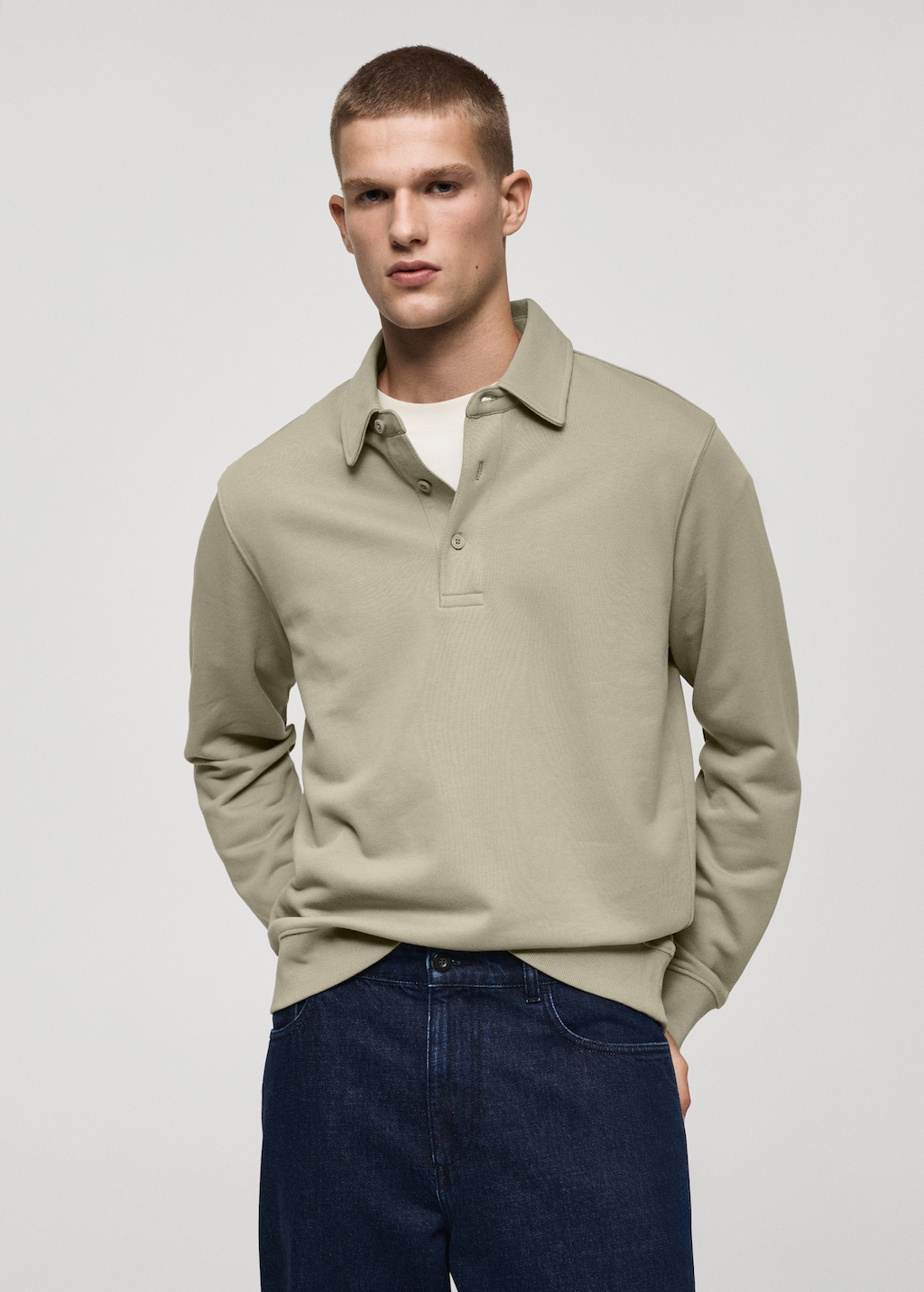 Cotton polo sweatshirt Men MANGO USA