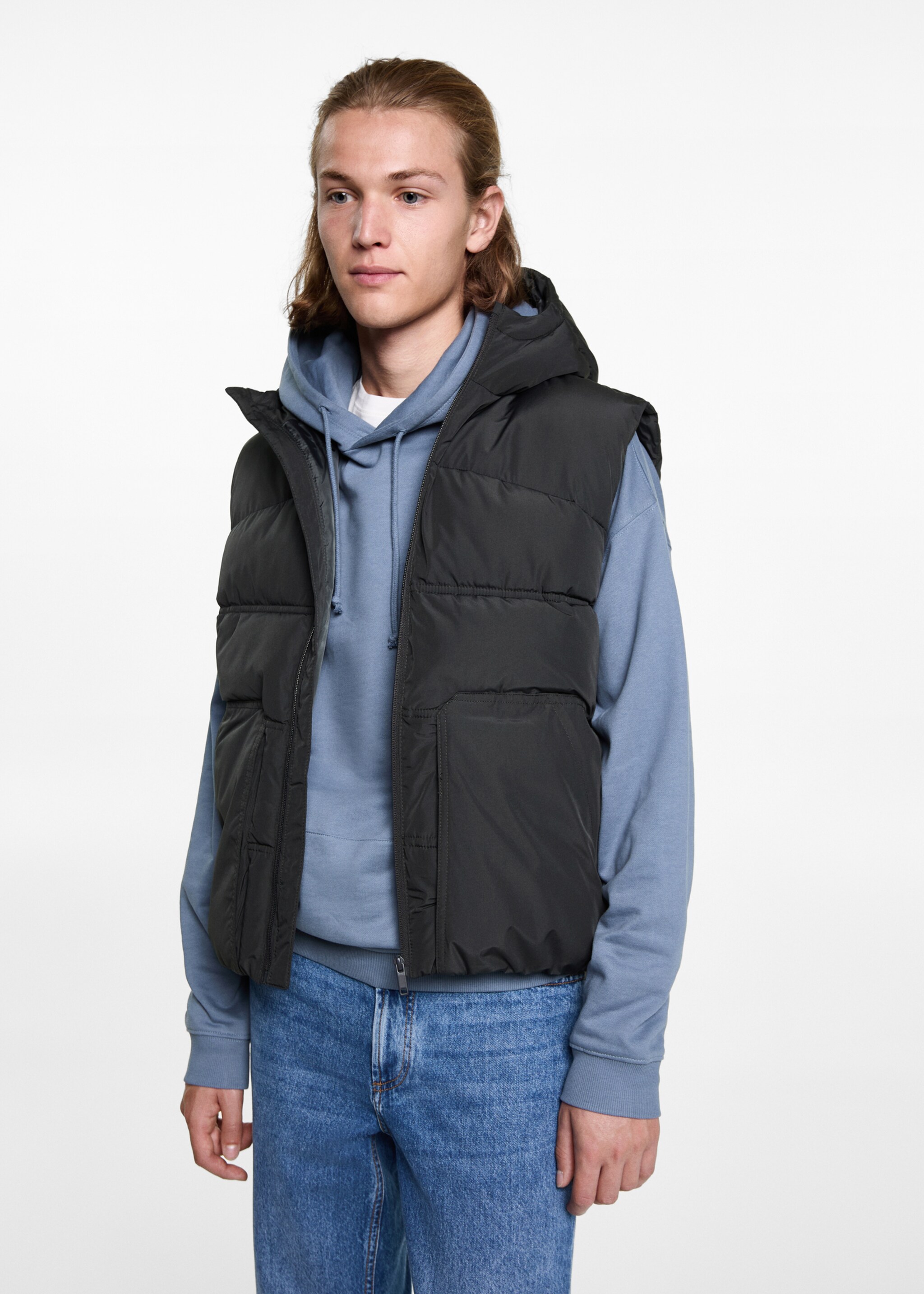 Quilted gilet with hood - Medium plane