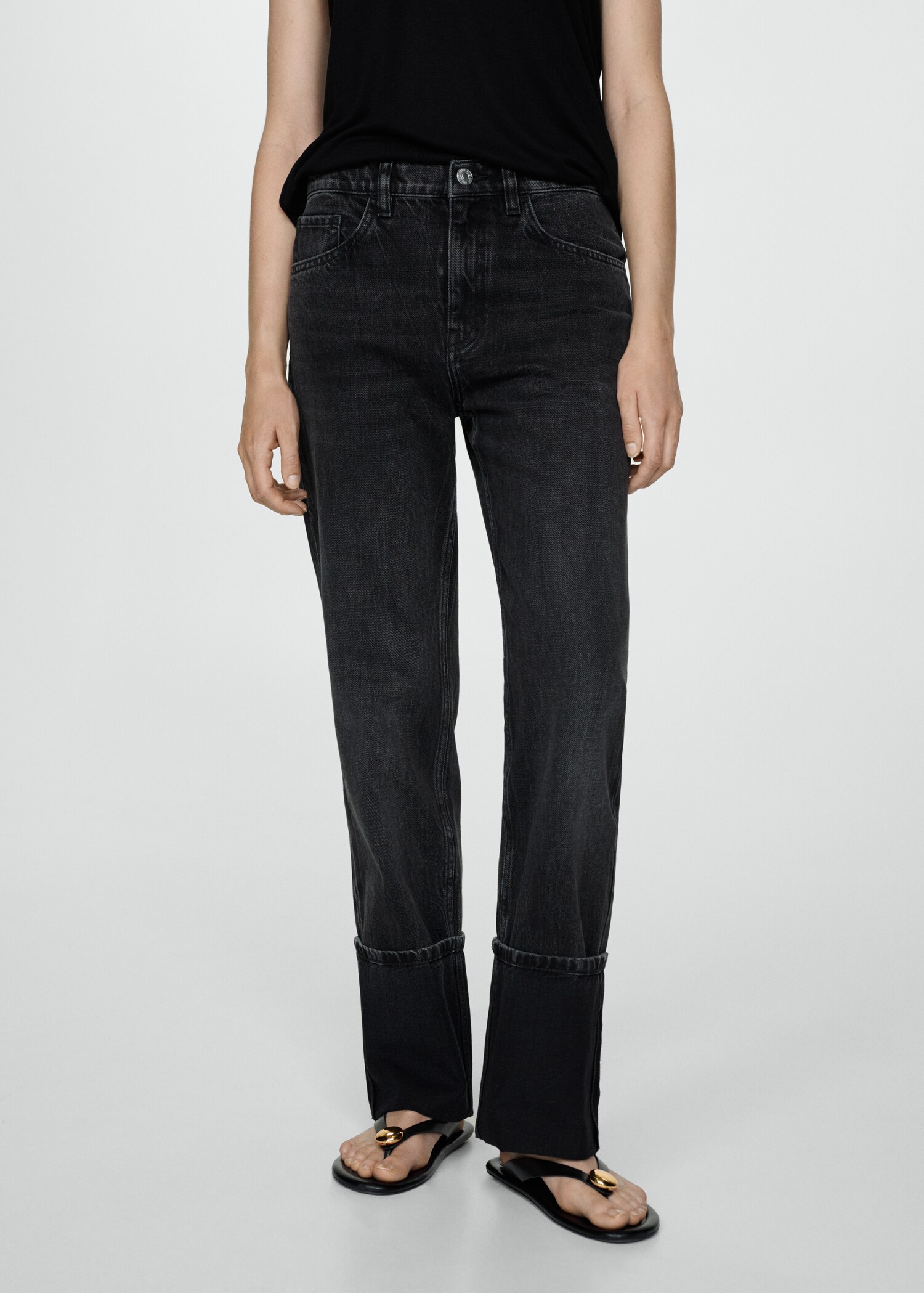 Turned-up straight jeans - Medium plane