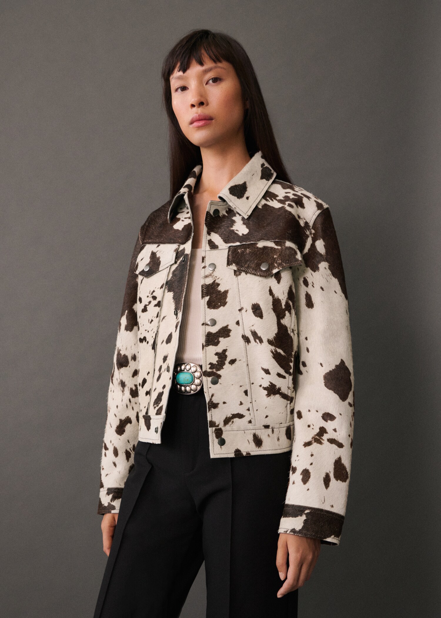 100% leather fur jacket - Medium plane