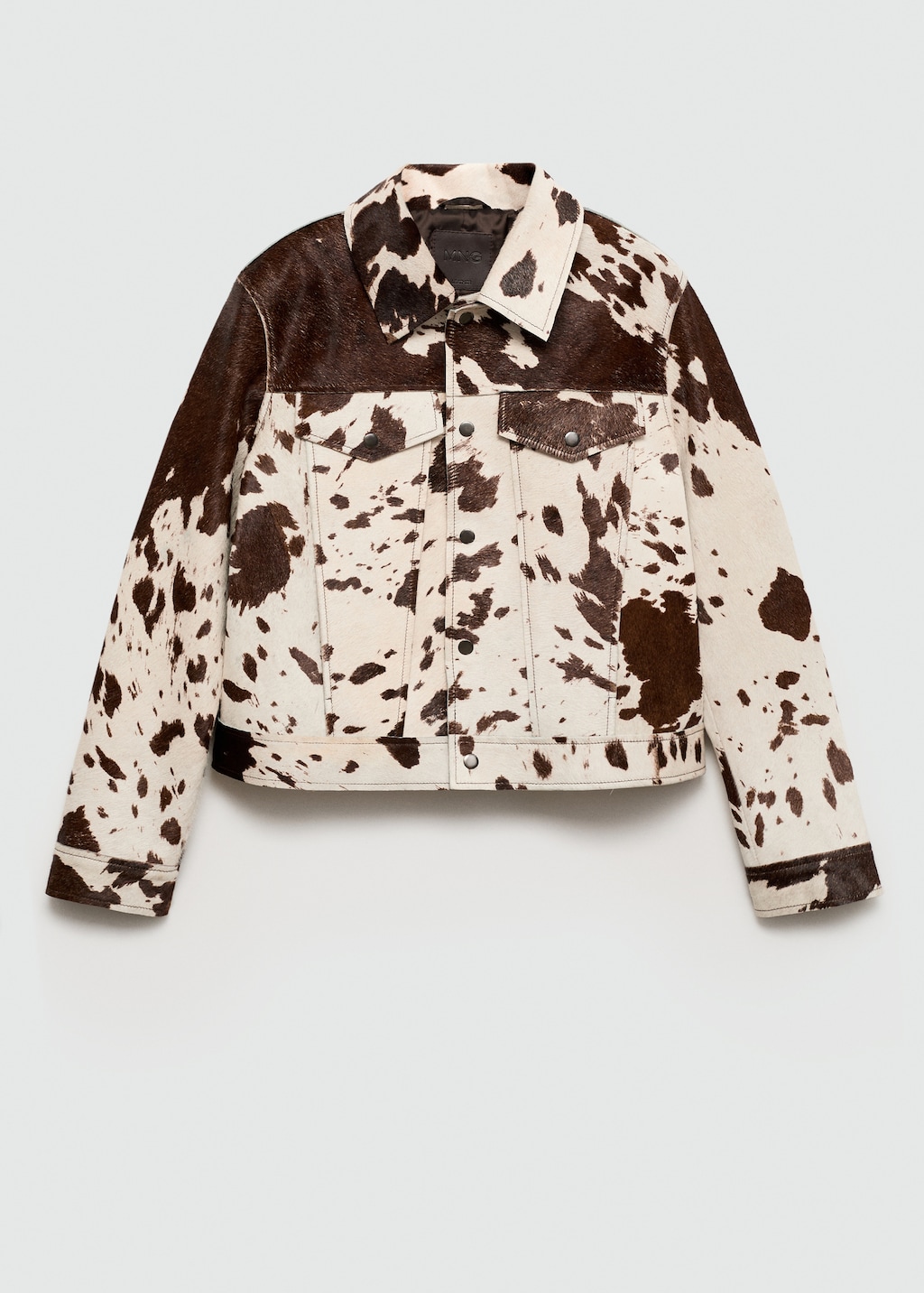 Cow print fur jacket online