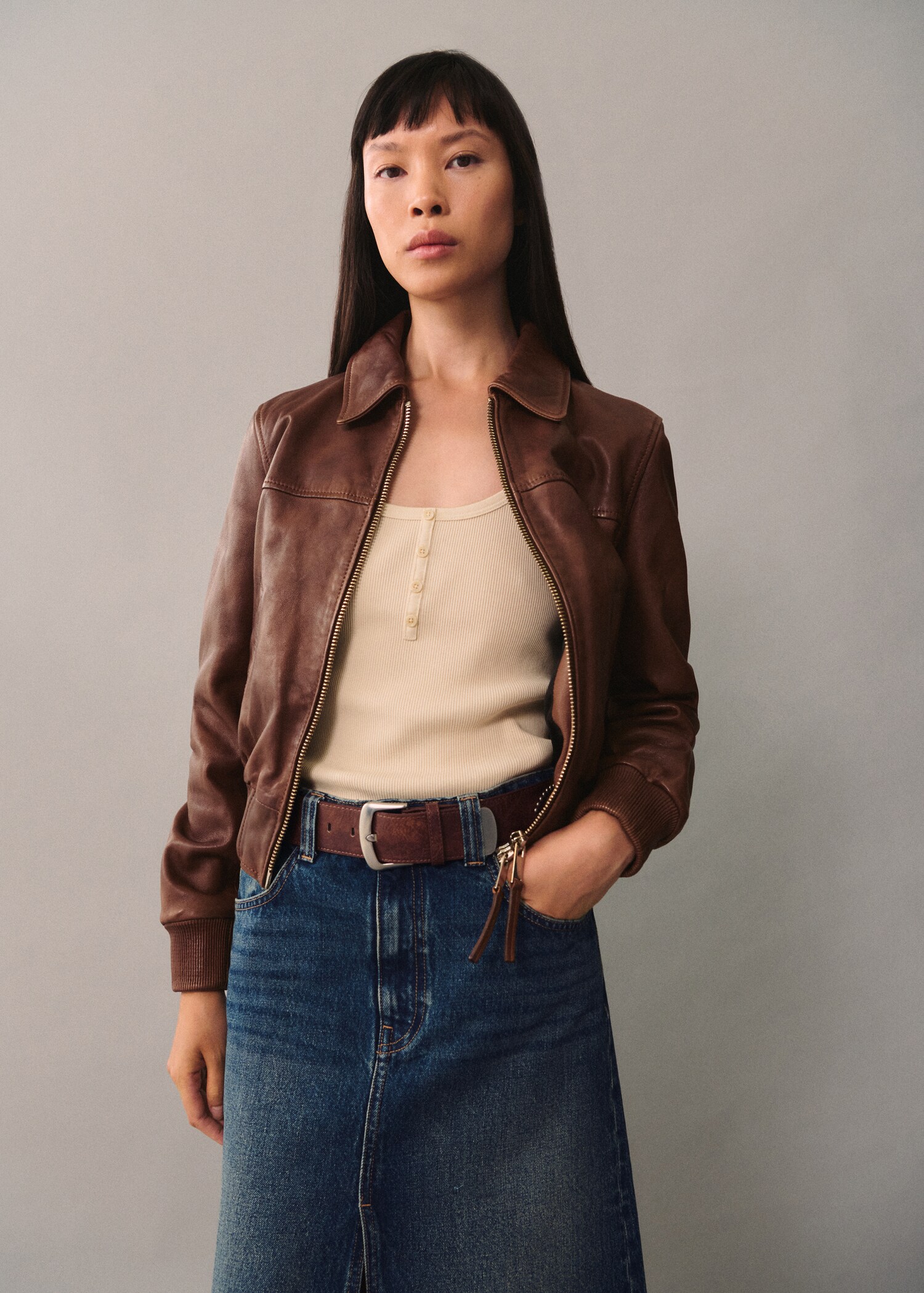 Blouson 100 % cuir - Plan moyen
