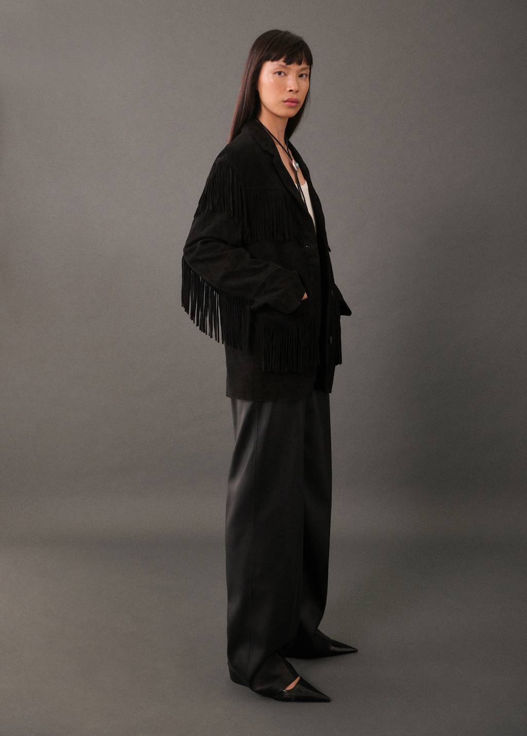 Veste frange mango new arrivals