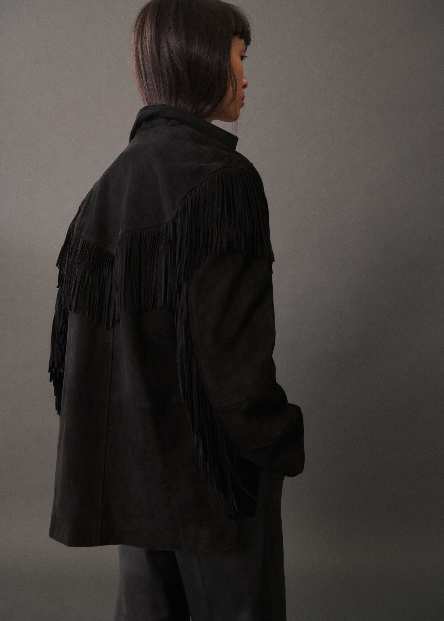Veste 100 % cuir franges - Verso de l’article
