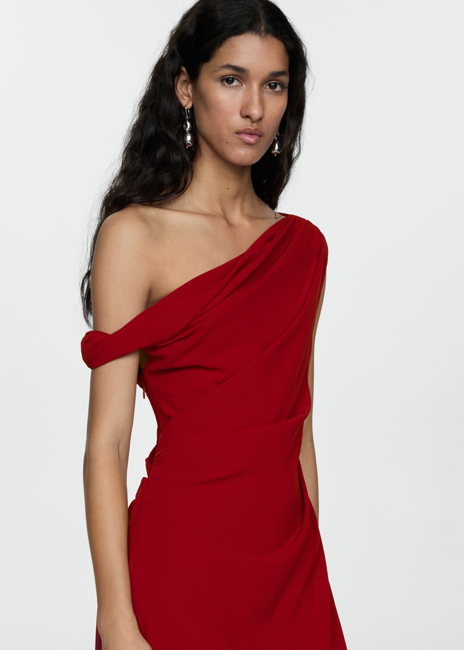 Robe Asymétrique Mango Robe Rouge Courte Robe Asymétrique Froncée