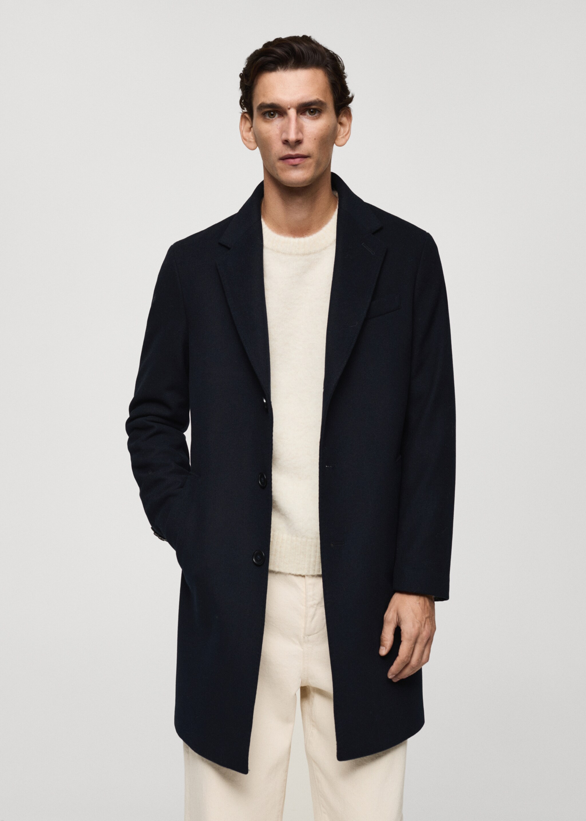 Long recycled wool coat - Medium plane