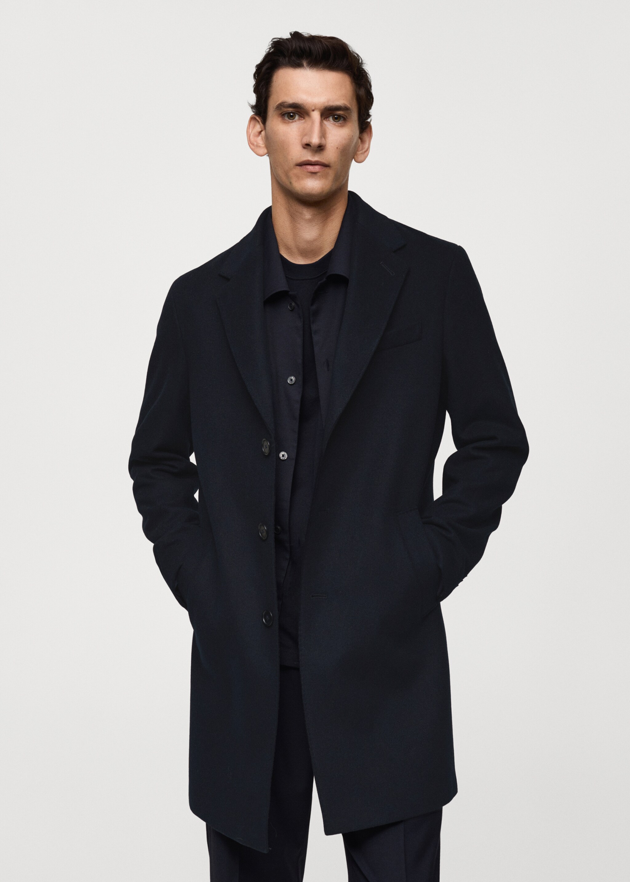 Long recycled wool coat - Medium plane