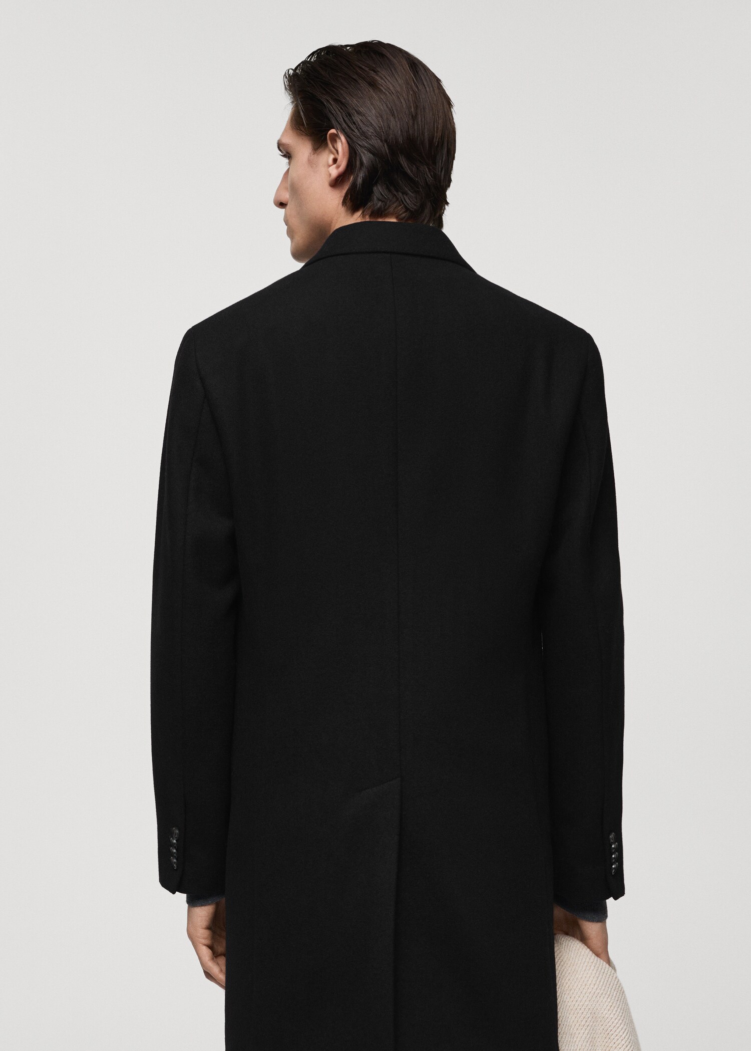 Long recycled wool coat - Reverse of the article