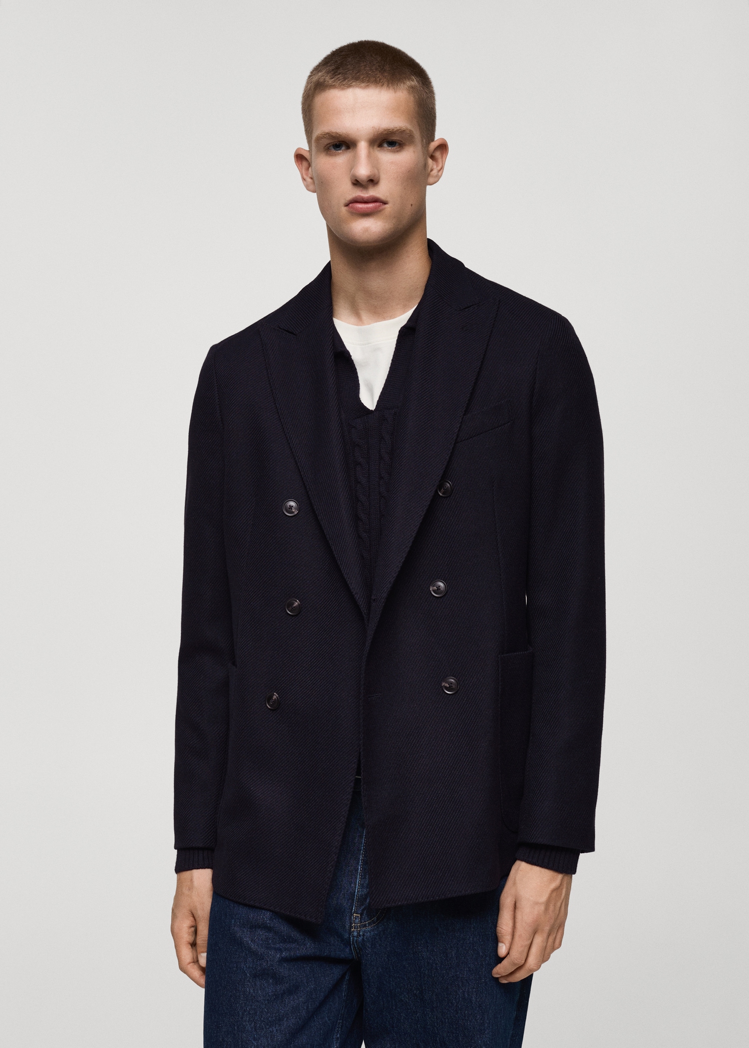 Veste croisée twill slim-fit - Plan moyen